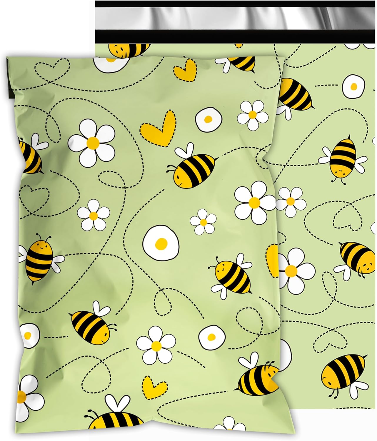 Poly Mailers 10x13 Inch 25 Pcs - Bee printed Shipping Bags, 2.4mil Thickness, Waterproof and Tear Resistant Mailing Envelopes, Self-Sealing Packaging Bags for Small Business
