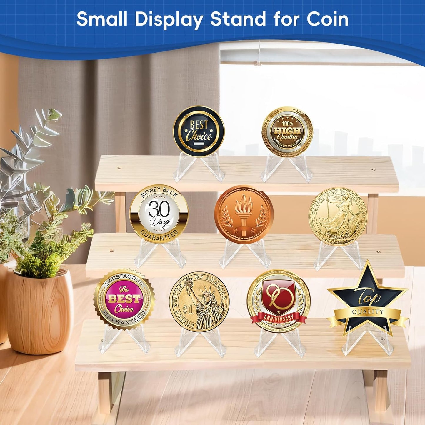 Acrylic Card Display Stands, 36 PCS Card Stands for Sports Cards, Clear Mini Easel Stand Holder for Challenge Coin Graded Card Sports Card PSA Card Baseball Card