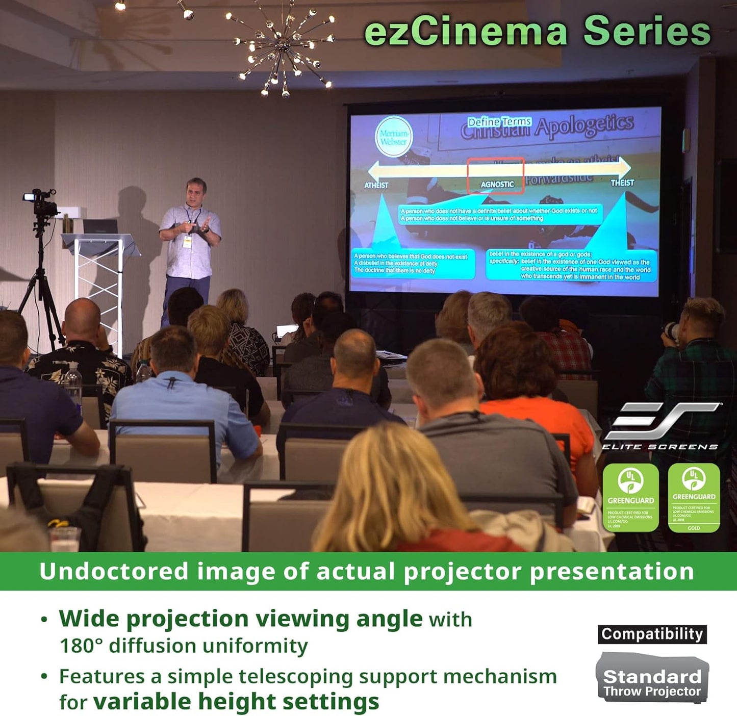 Elite Screens ezCinema Series, 150-INCH 16:9, Manual Pull Up Projector Screen, Movie Home Theater 8K / 4K Ultra HD 3D Ready, 2-YEAR WARRANTY, F150NWH