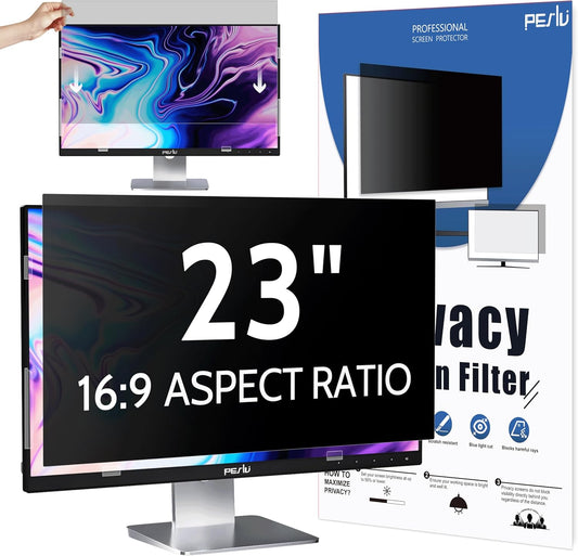 Computer Privacy Screen 23 Inch for 16:9 Widescreen Monitor, Removable 23inch Anti Blue Light Anti Glare Monitor Privacy Filter Shield