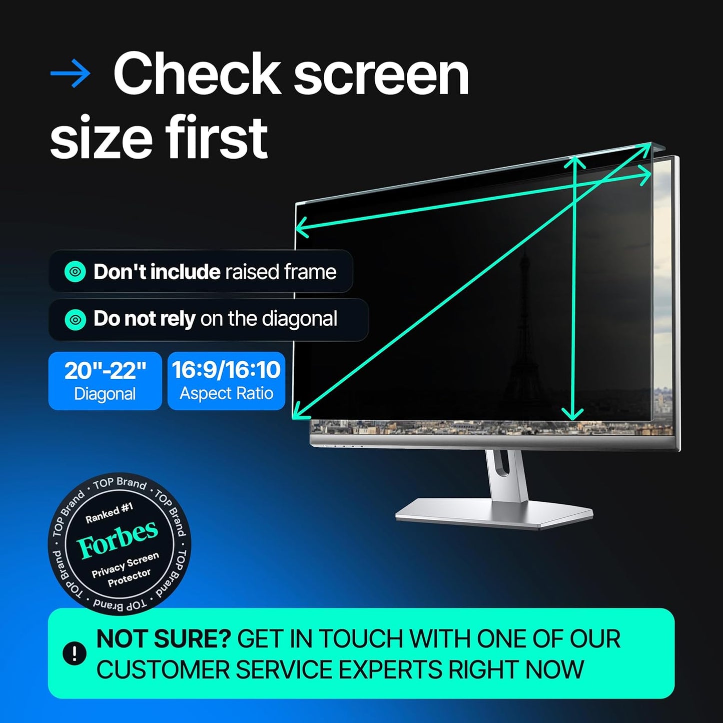 Universal Acrylic 20, 20.2, 21.5, 21.6, 22 Inch Computer Privacy Screen Filter for Widescreen Computer Monitors - 19.4" x 12.6"(492 x 319mm) - Monitor Frame Hanging Type