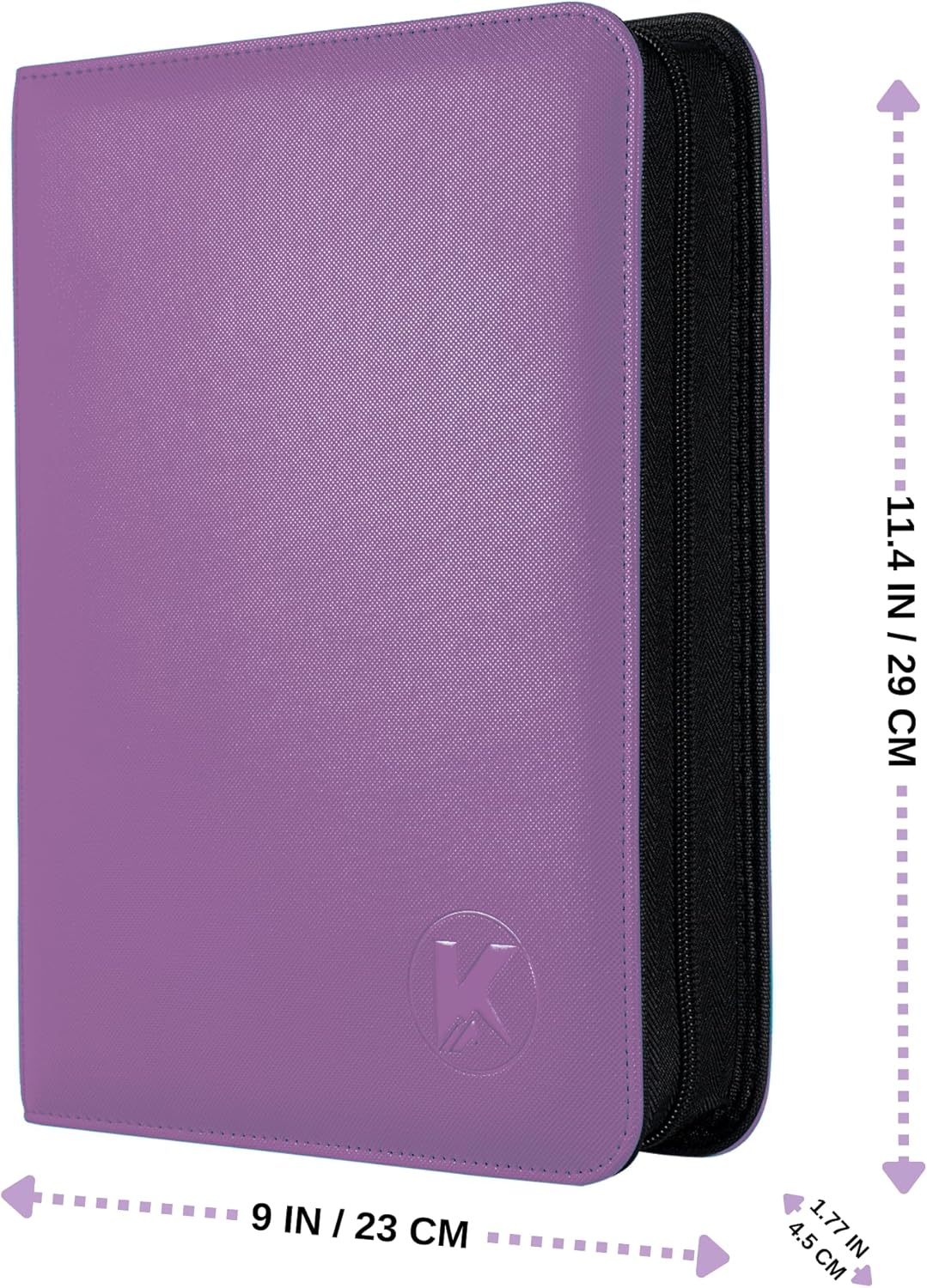 Toploader Binder, Holds 128+ Toploaders, 4 Pocket Top Loader Card Storage Case, Double-Sided Pockets for trading card in 3 x 4'' Toploaders (Light Purple)
