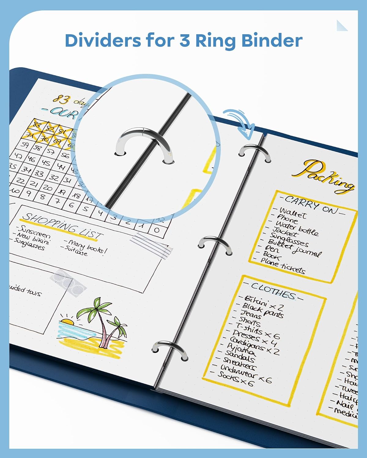8 Tab Binder Dividers for 3 Ring Binder, 4 Set/32 Count, Thicken, Write & Erase Reusable Waterproof Plastic Binders for School & Office Files, Extra 80 Labels