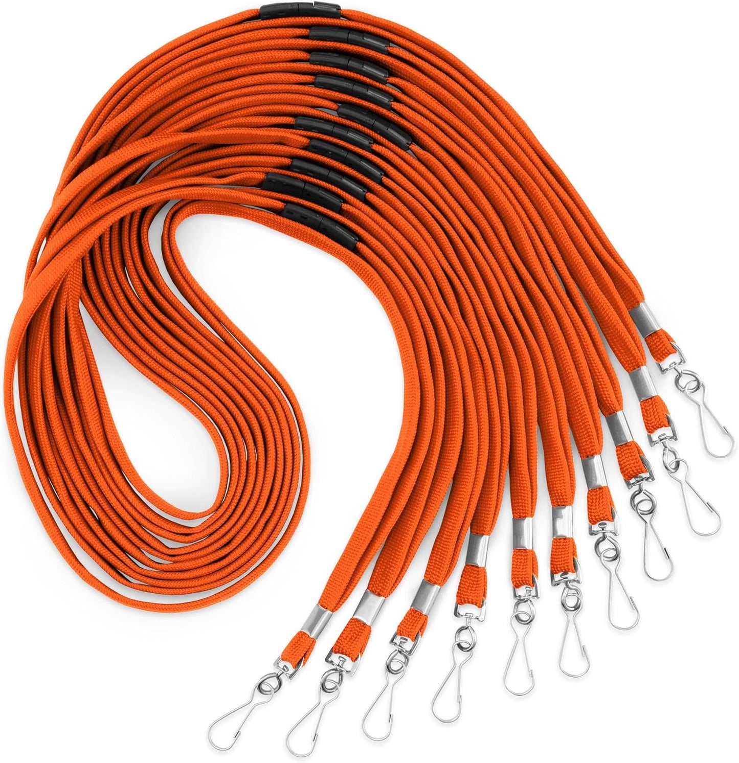 MIFFLIN-USA Flat Breakaway Safety Lanyard for ID Badges (Orange, 36 Inch, 100 Pack), Soft Woven Neck Line