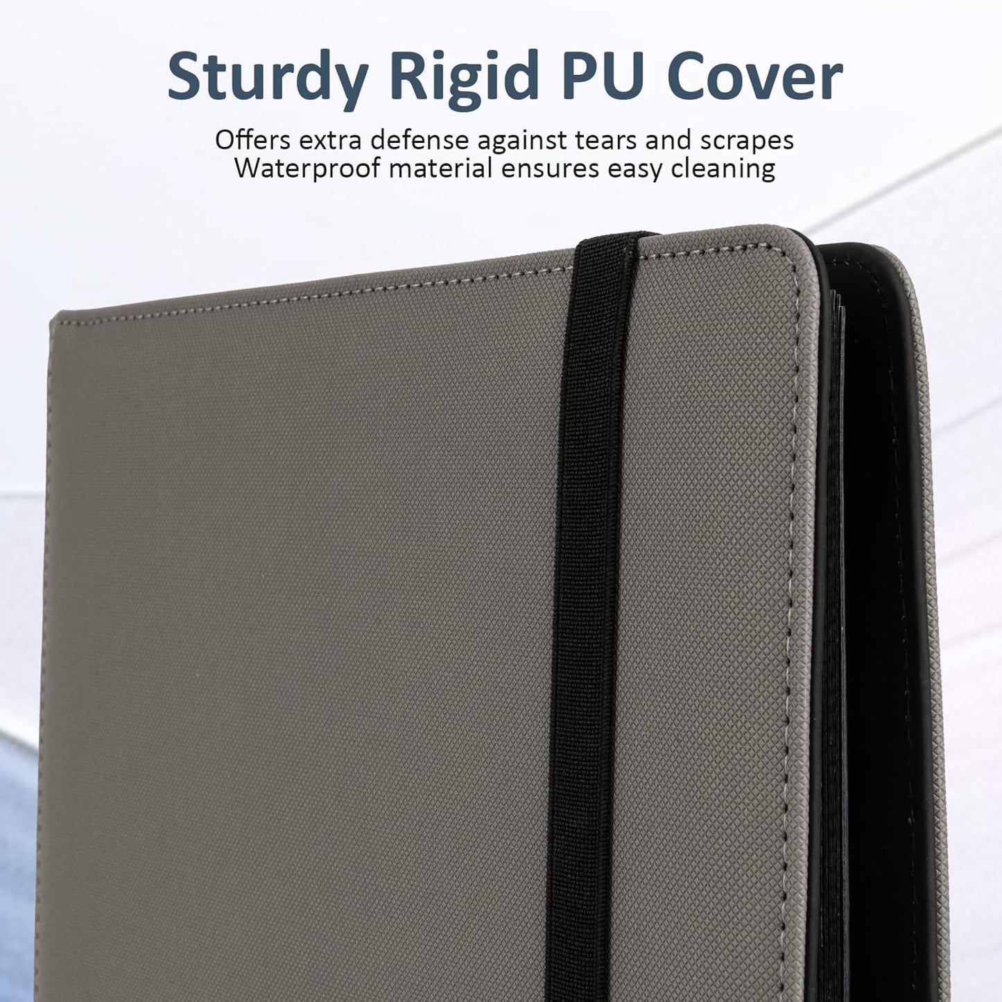 Trading Card Binder 9 Pocket, Fvxldcz PU Cover Card Collection Binder 540 Cards Sleek Side-Loading Card Album, Sturdy Card Collection Folder for TCG, MTG, Yugioh, Sport Cards (Gray-2)