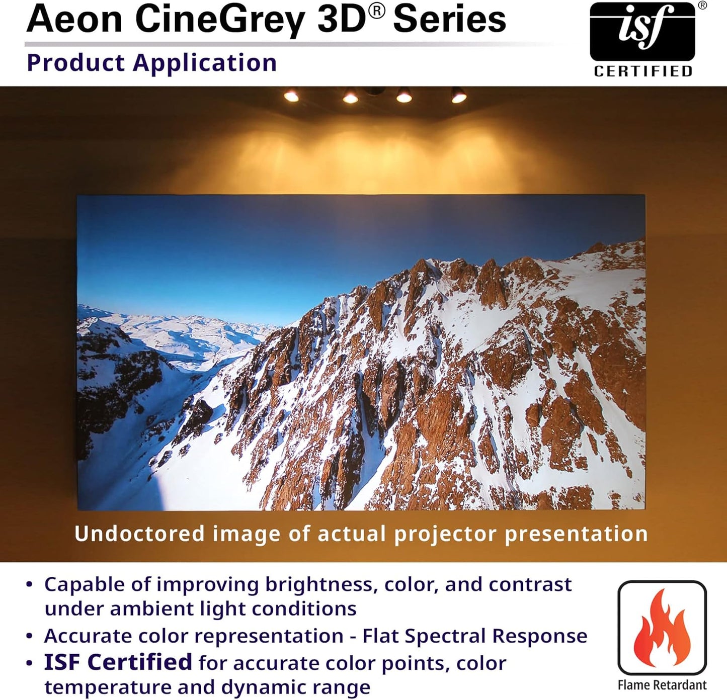 Elite Screens 110 inch CLR/ALR Projector Screen 16:9 4K, Standard Throw Projection, Edge Free Ambient Light Rejecting Fixed Frame Grey for Indoor Movie Screen Home Theater - Aeon CineGrey 3D AR110DHD3