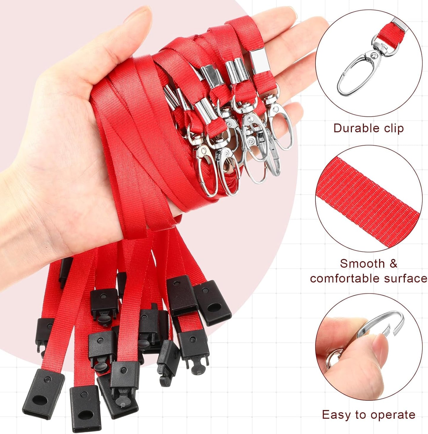 Harloon 150 Pcs Lanyards Breakaway Bulk Neck Flat Lanyard with Detachable Buckle and Clip Swivel Hooks for Badge Holder