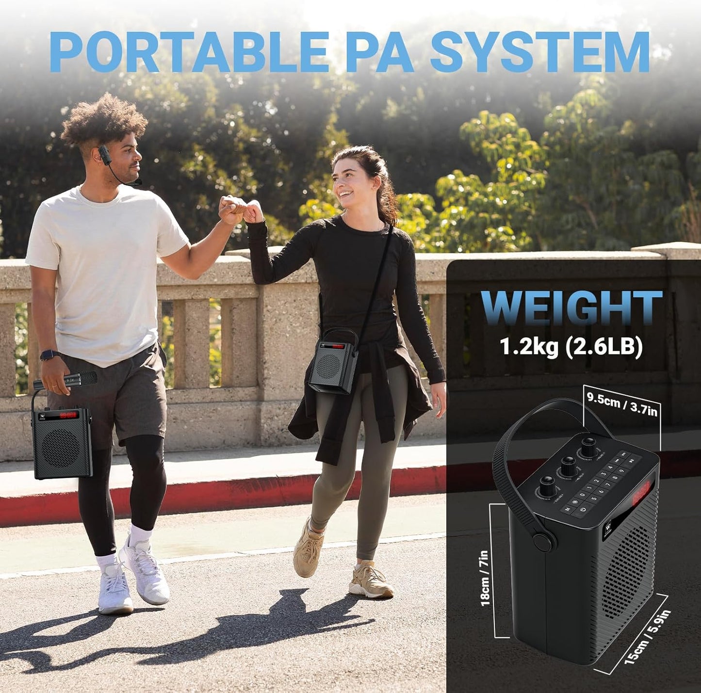 Voice Amplifier Wireless Microphone/Handheld Mic- 40W Portable Microphone and Speaker Wireless karaoke System, Bluetooth Speaker with Mics Personal Pa System, 4 Sound Effects for Teachers Speaking S95