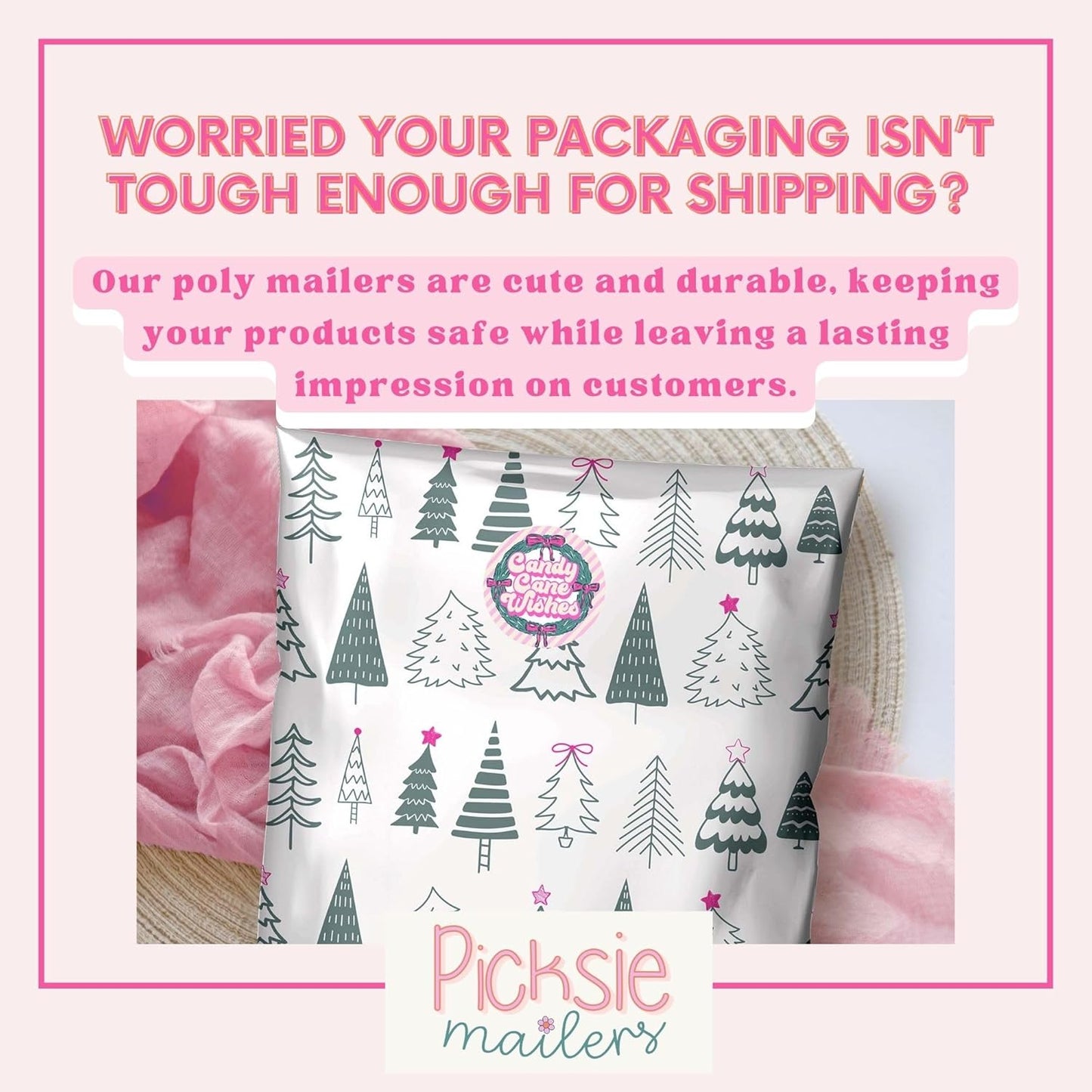 Christmas Poly Mailers 10x13 Holiday Supplies for Small Business Boutique Shipping Envelope for Clothing Cute Designer Shipping Bags - 100 Pack Festive Forest