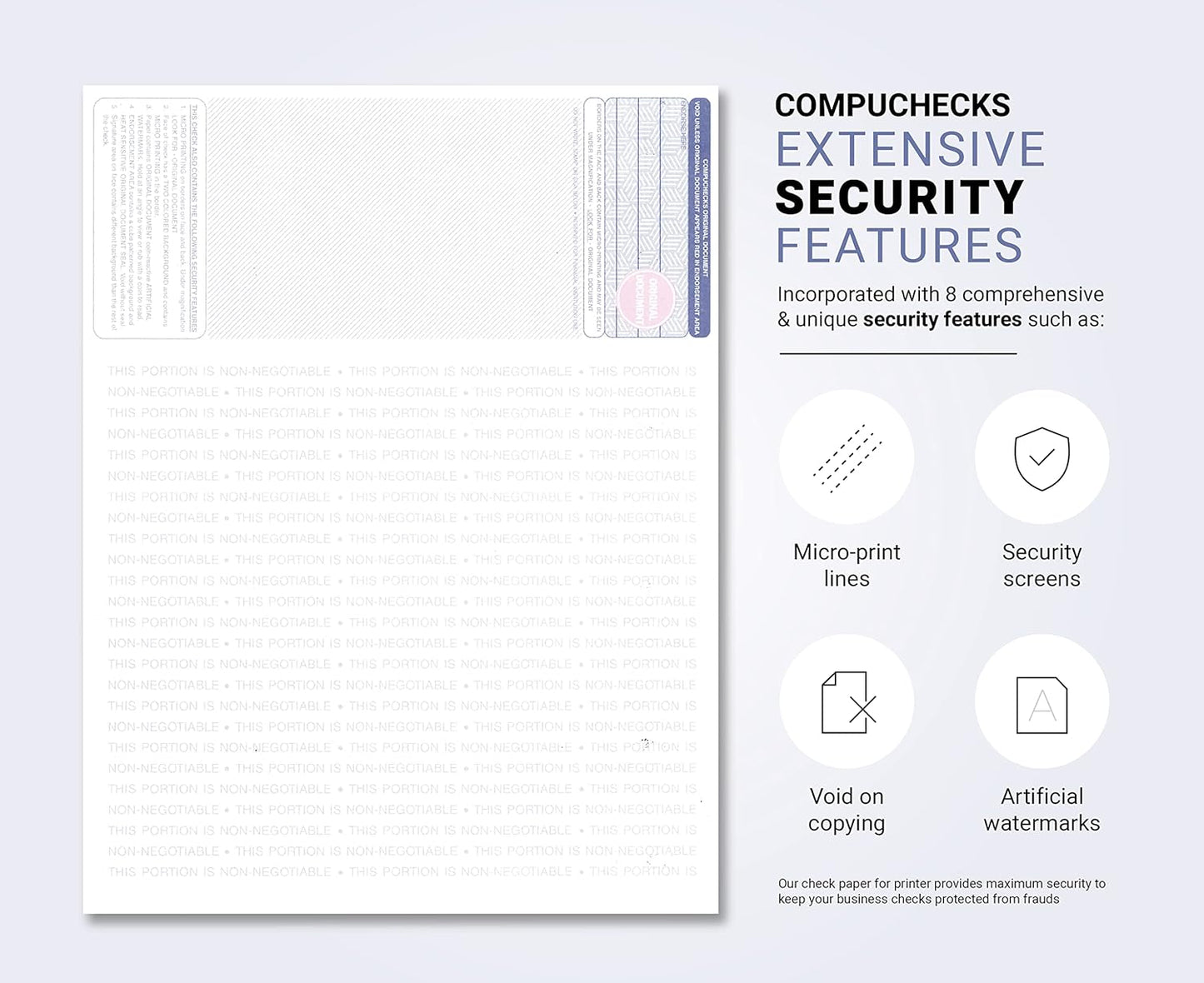 250 Blank Check Stock - Check on Top Mazed - Paper Weight # 70"High Security" Check Paper Green/Red Mazed