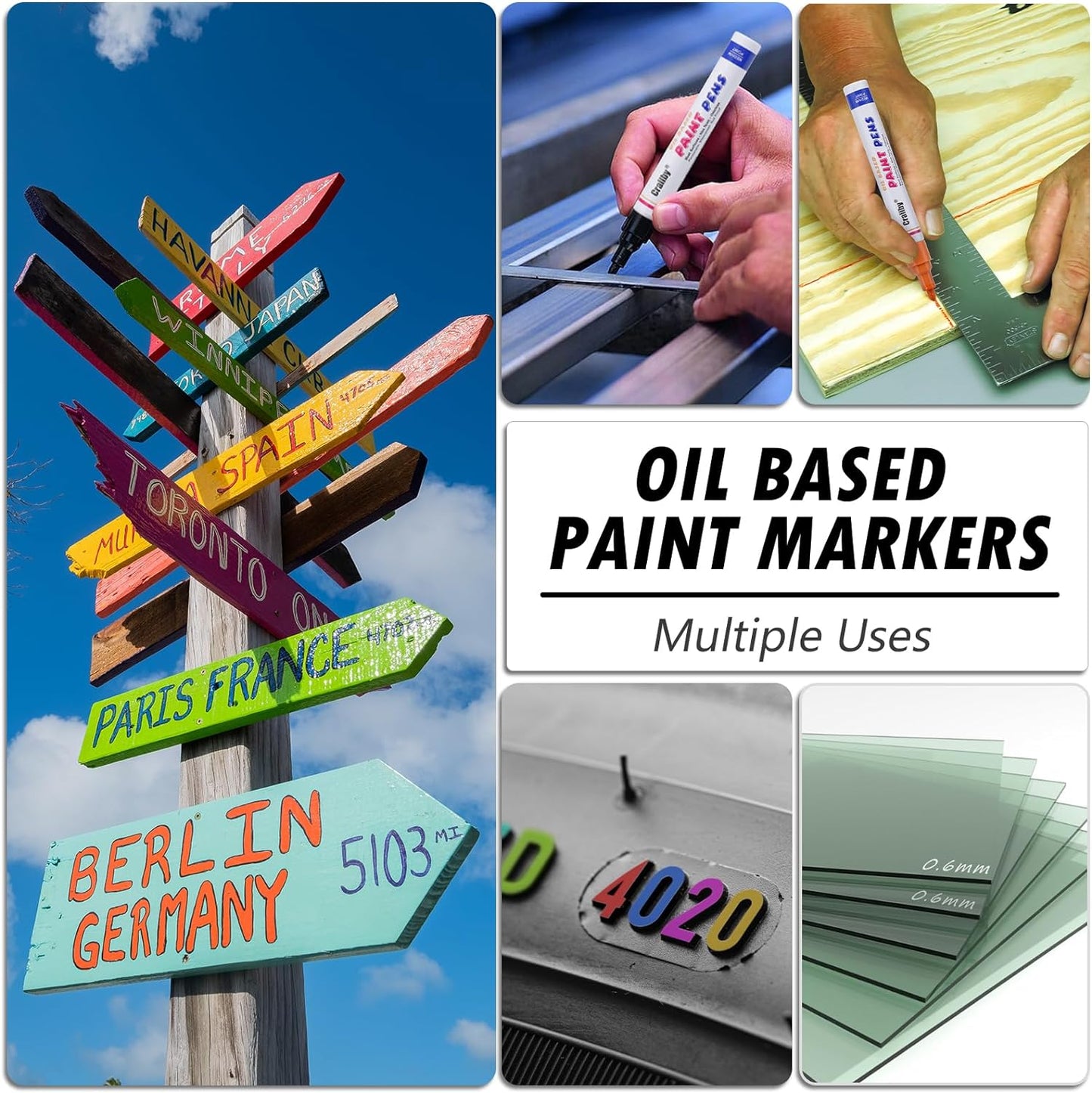 Purple Paint Markers, 2 Pack Oil-Based Waterproof Quick Dry Permanent Paint Pen Set for Rocks Painting, Wood, Fabric, Plastic, Canvas, Glass, Mugs, Metal, Tire, Stone, DIY Craft