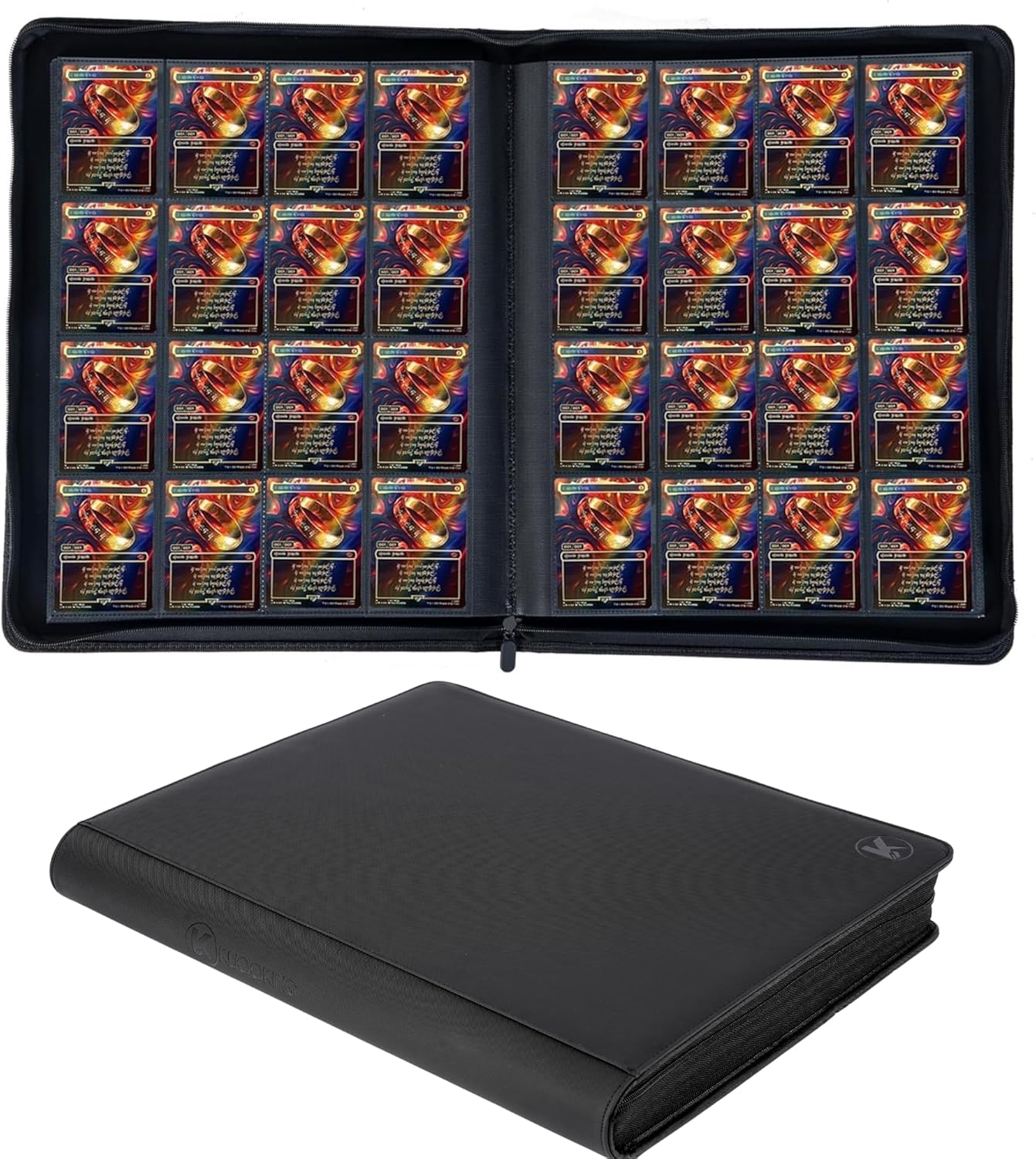 1408+ Pockets Trading Card Binder, 16-Pocket Card Ablum Compatible with MTG,Sports Cards & Other Standard Size Trading Card (Black)