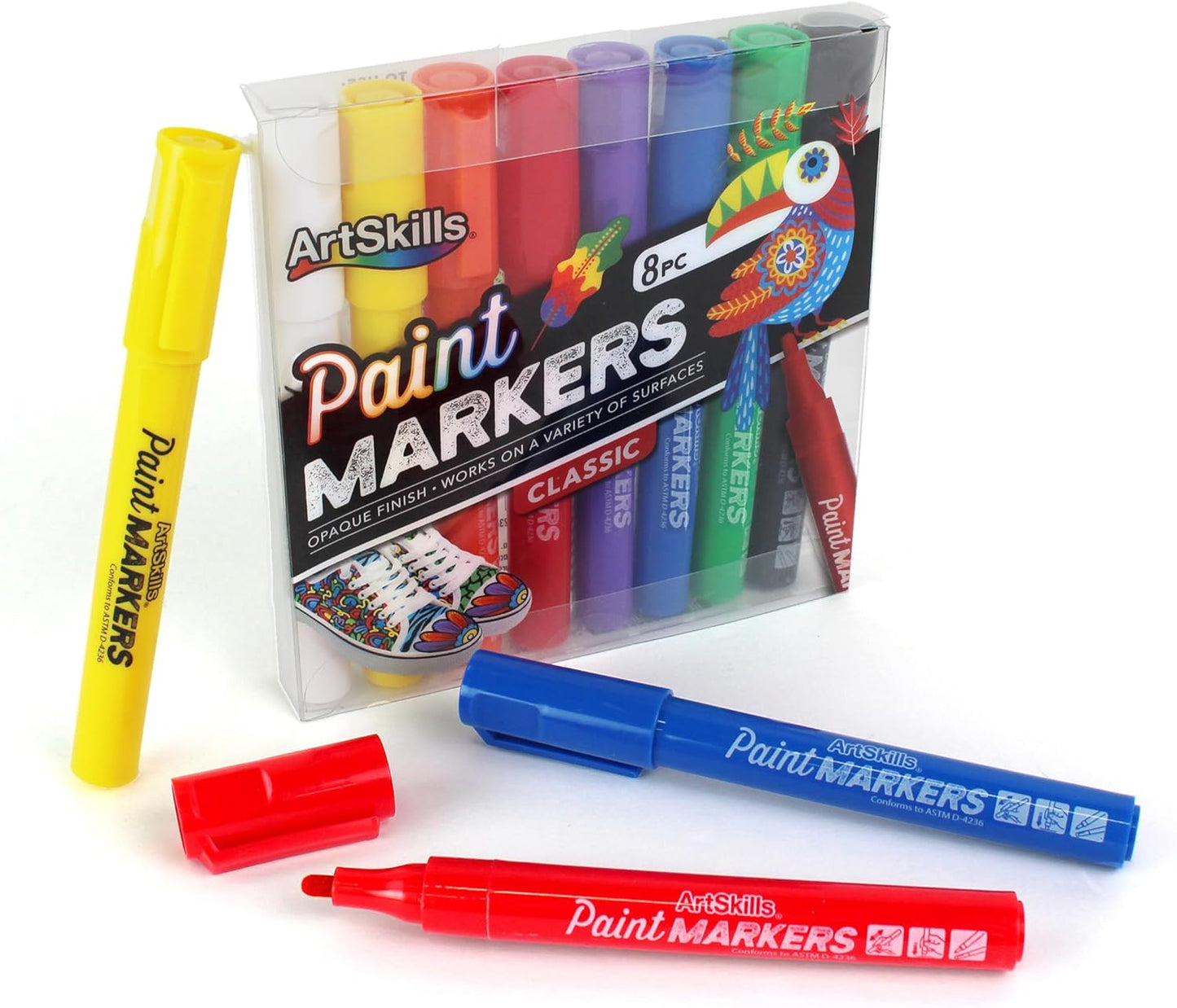 ArtSkills Acrylic Paint Pens, Washable Paint Markers for Kids & Adults, Rock Painting, Wood Crafts, Canvas, Ornaments, 8 Count