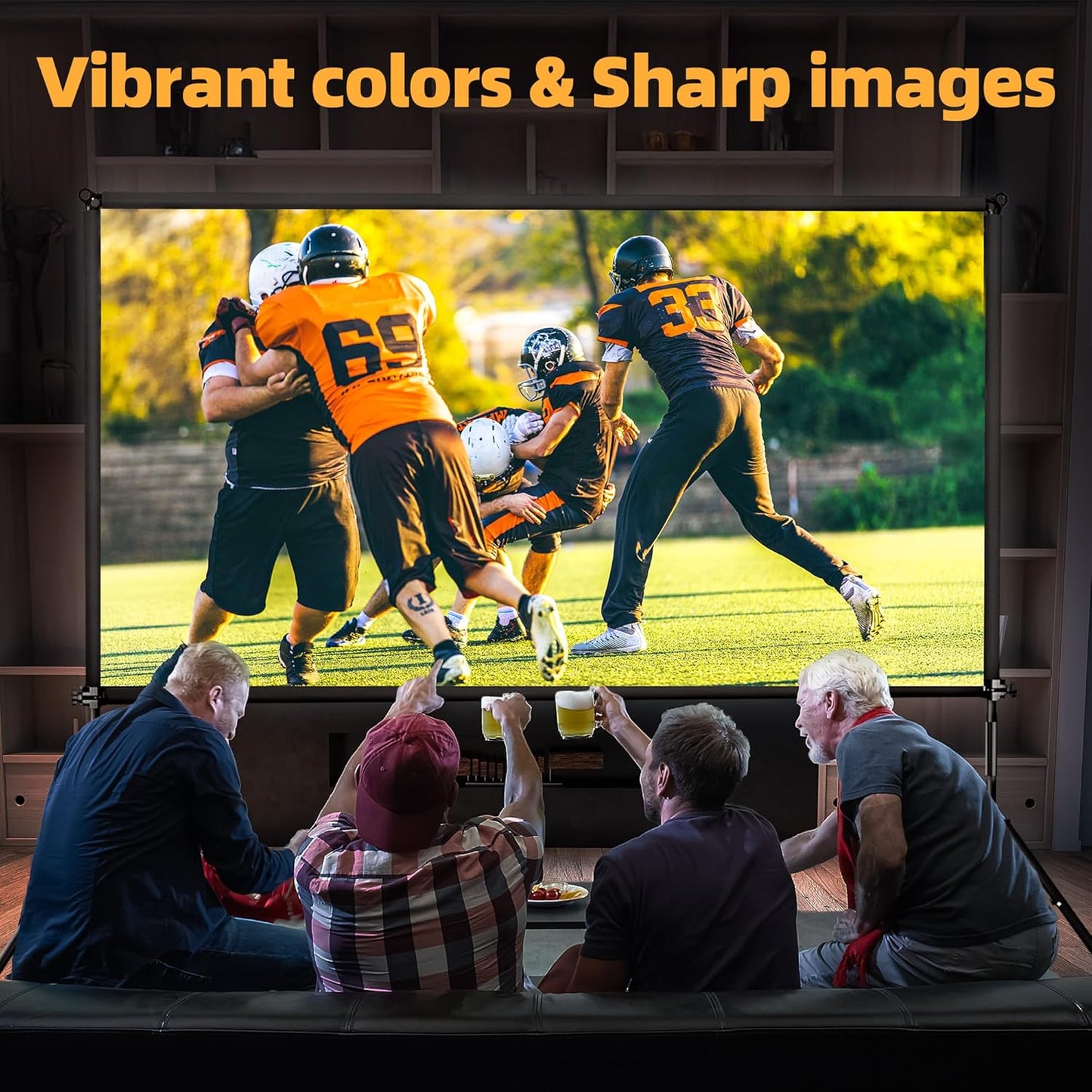 Outdoor Projector Screen with Stand,120 inch Projector Screen Outdoor Indoor Movie Screen, Portable 16:9 4K HD Wrinkle-Free Lightweight for Patio,Home Backyard Movie Night
