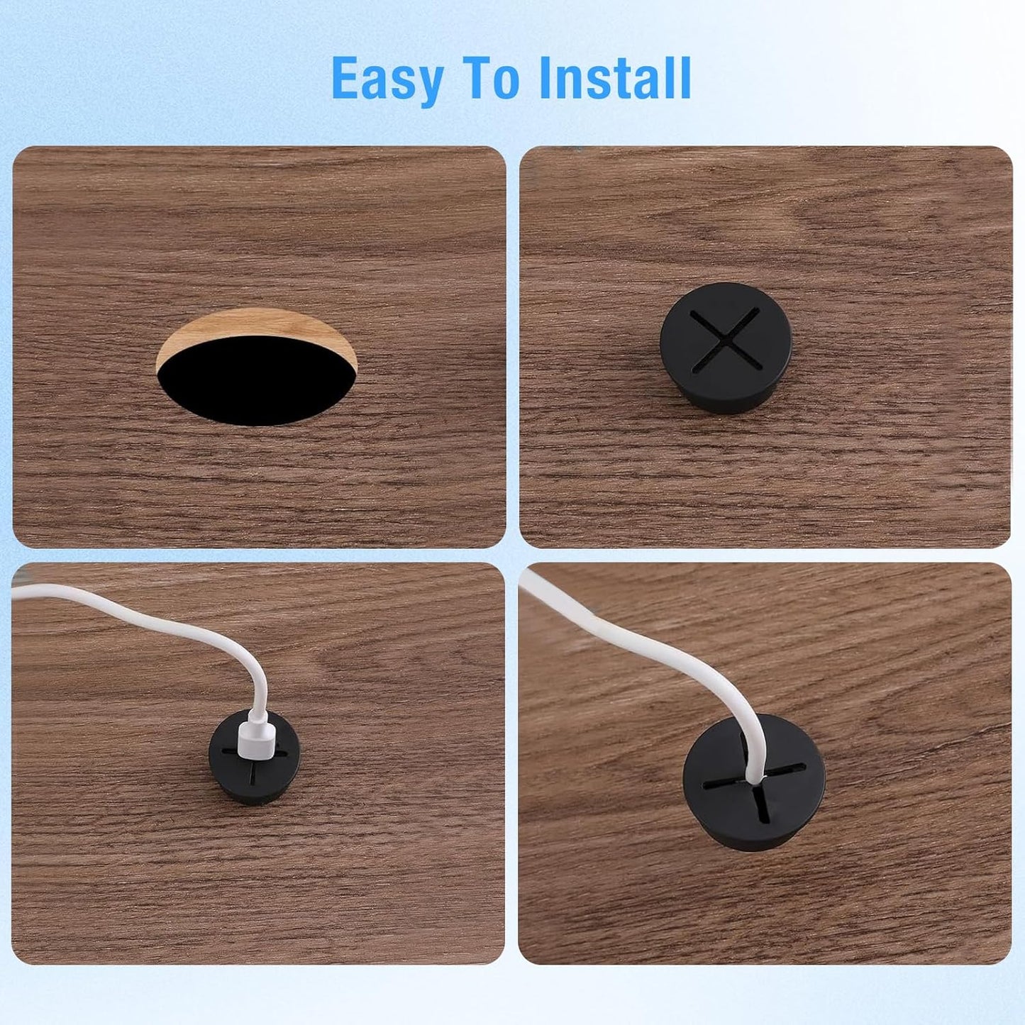 Desk Grommet, 1 in 25 mm Silicone Rubber Grommets, White Desk Hole Cover for Cables, Flexible Wall Cord Pass Through Grommet for Office Table Computer Home Furniture Wire Organizer-15 Pcs