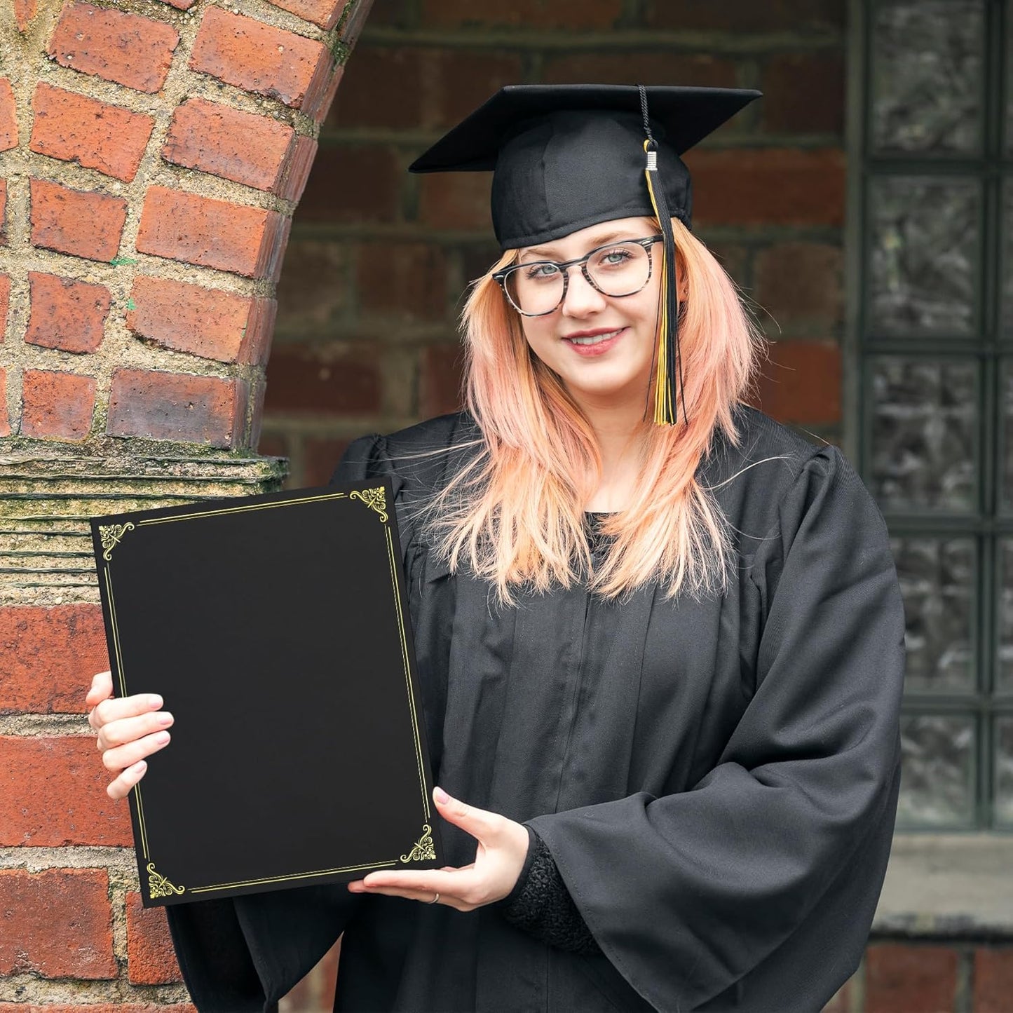 Ndsox 120 Packs Black Certificate Holders, Graduation Diploma Holders, 350GSM, Diploma Covers with Gold Foil Border for Letter Size 8.5" x 11" Award Certificate Paper, Cardstocks and Documents