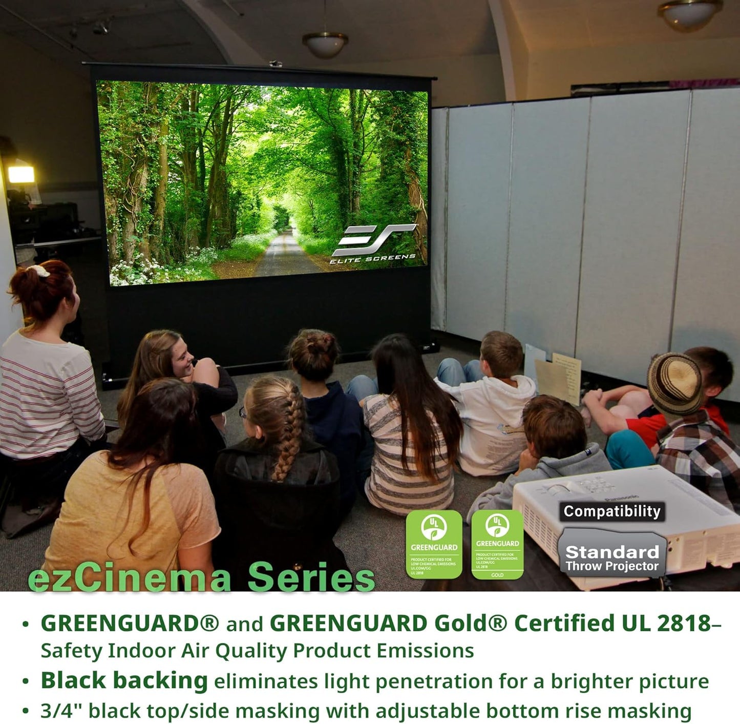 Elite Screens ezCinema Series, 150-INCH 16:9, Manual Pull Up Projector Screen, Movie Home Theater 8K / 4K Ultra HD 3D Ready, 2-YEAR WARRANTY, F150NWH