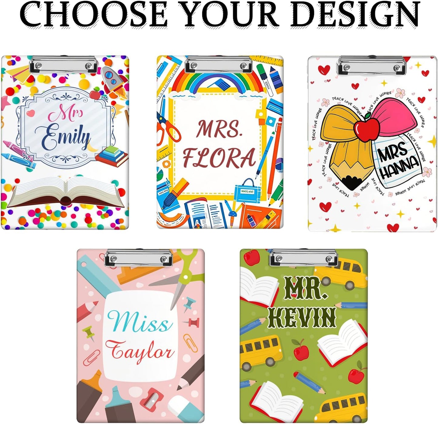 Custom Acrylic Clipboard with Name Logo Personalized Decorative Clipboard for Kids Women Men Custom Gift for Teachers Nurses Coaches Office