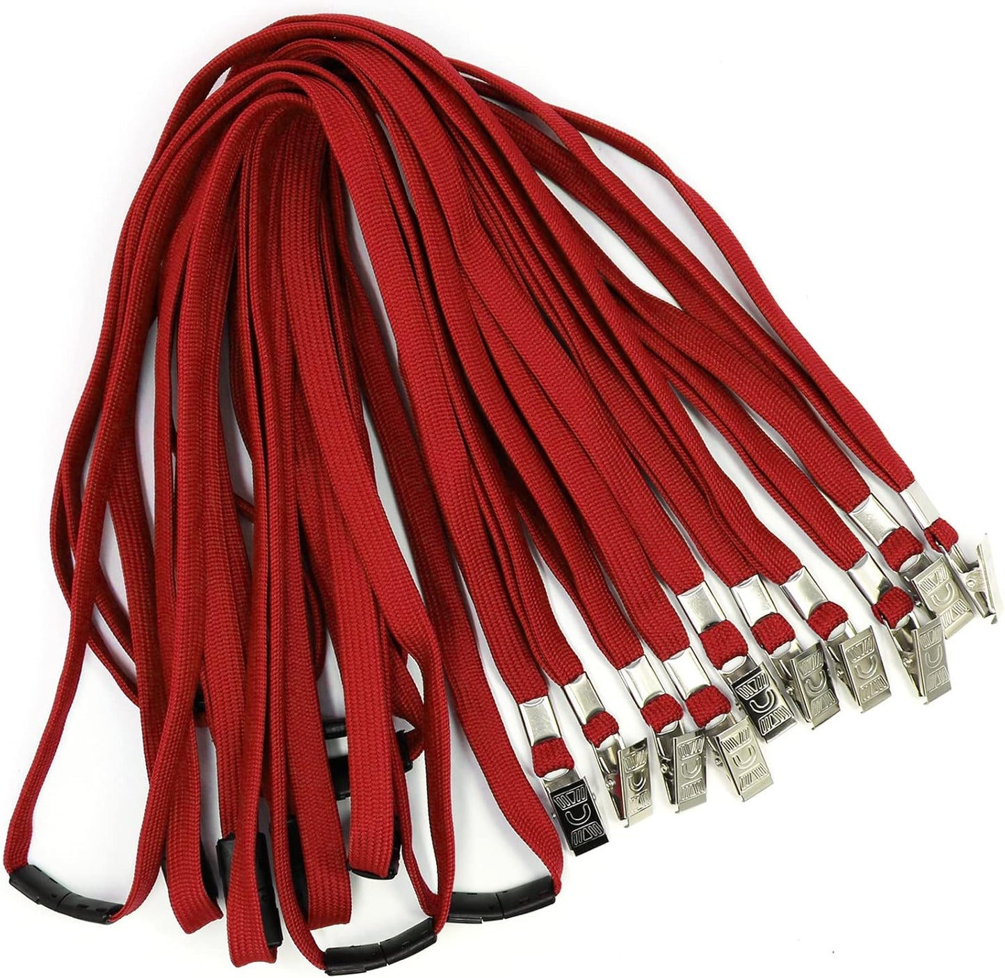 Ollain Lanyard with Safety Breakaway Buckle 50 Pack Lanyards Badge Clip Bulk Flat Lanyards for Id Badges Name tag (Red)