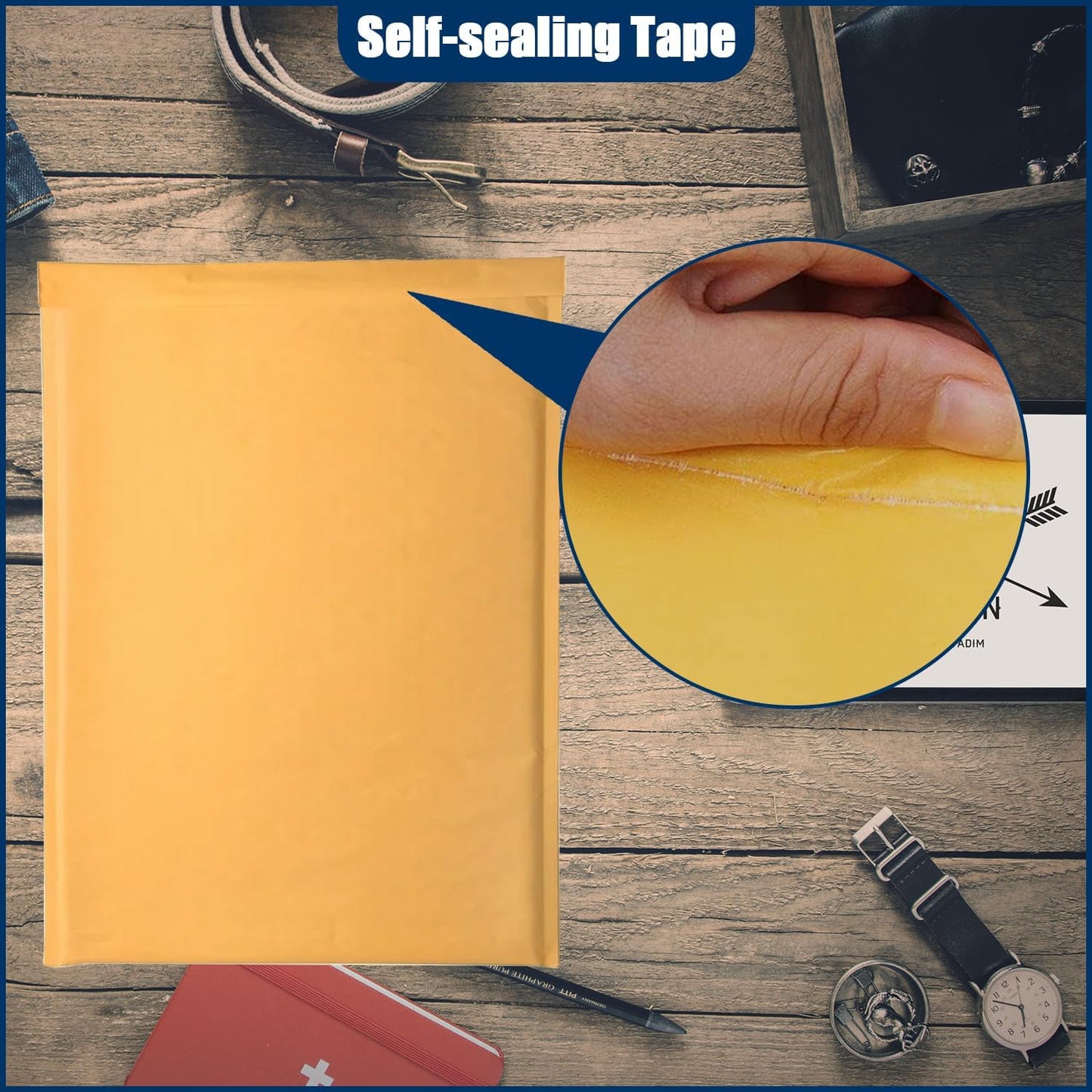 9.5in x 13.5in Kraft bubble mailer, ziplock mailer, yellow padded envelope, corporate waterproof padded bubble mailer for shipping, mailing, packaging (25PCS)