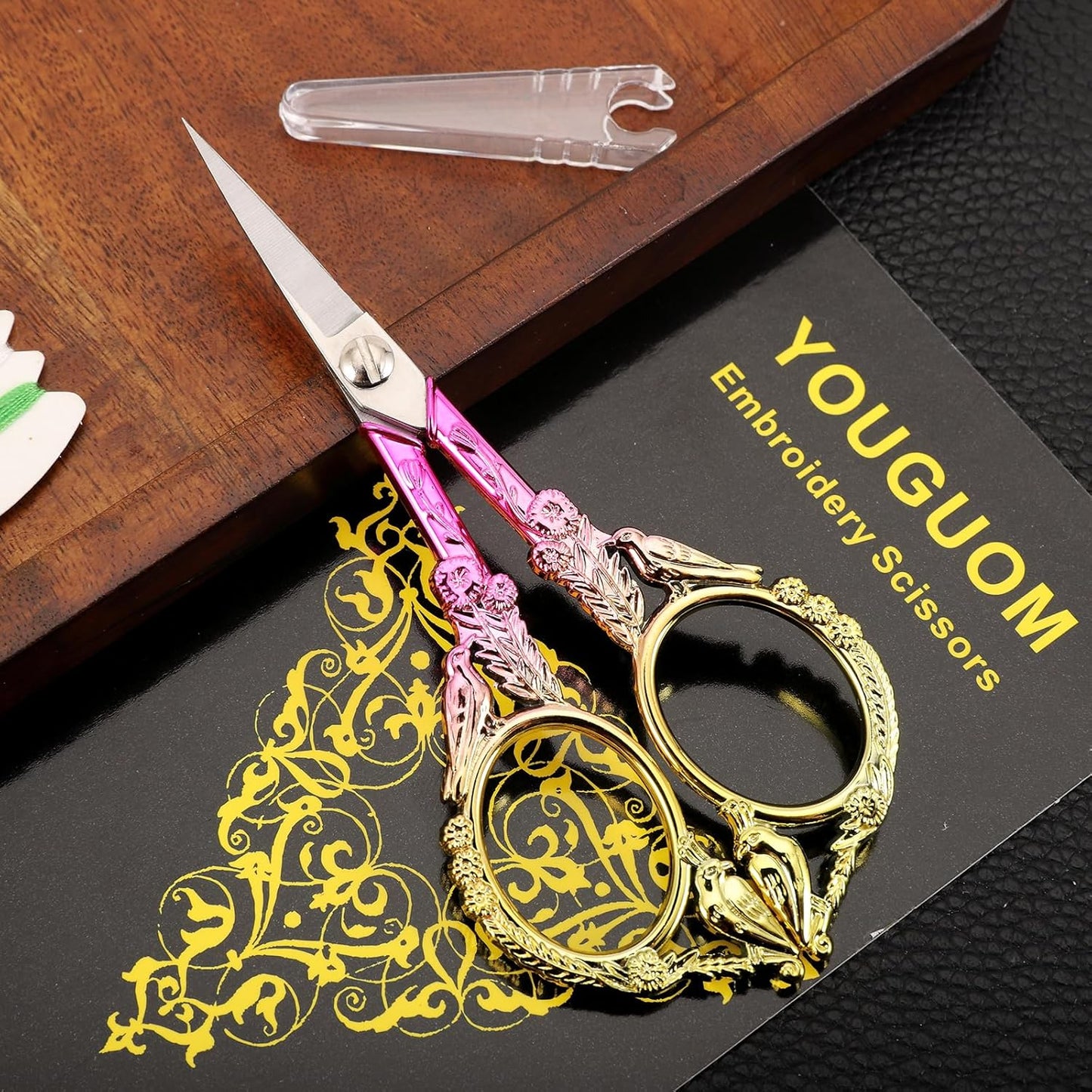 Sewing Embroidery Scissors – Small Precision Detail Scissor for Craft, Artwork, Needlework Yarn, Handicraft DIY Tool, Thread Snips, 4.6in Pink Cute Bird Shears