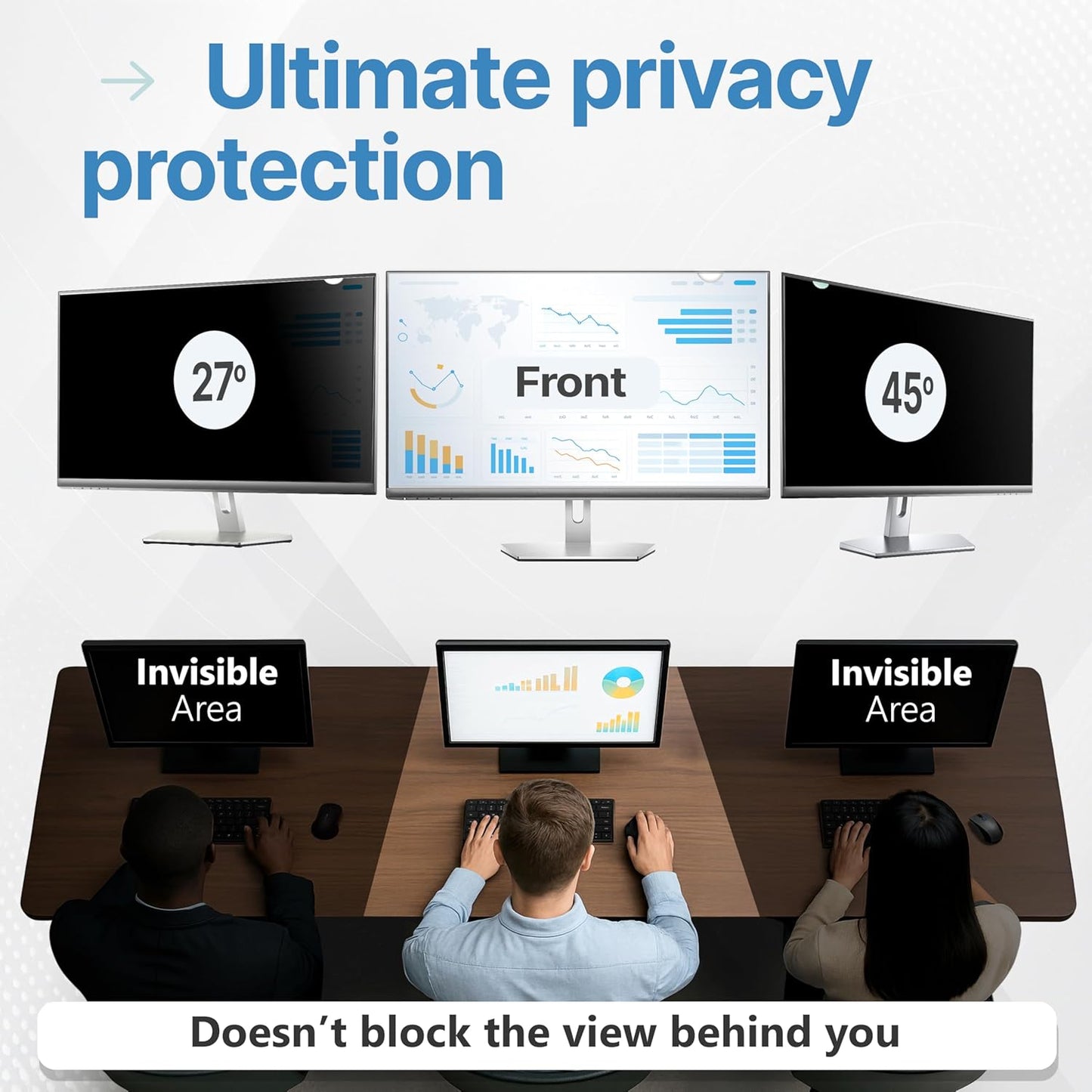 VINTEZ 27 Inch 16:9 Privacy Screen for Computer Monitor and Laptop - Anti Glare Protector Film Blue Light Filter Eye Protection - Computer Screen Privacy Shield, [1 Pack]