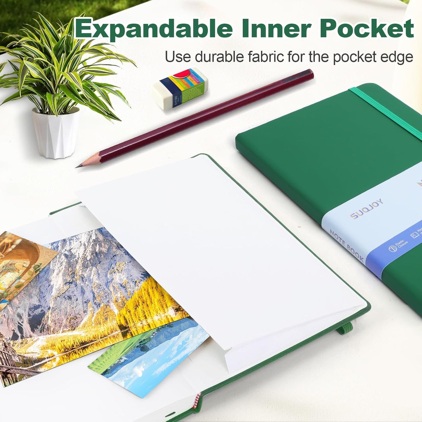 Lined Journal Notebooks, 160 Pages, 5.5x 8.2-Inch Journals for Women Men, Hardcover Notebook with 100 gsm Thick Paper, A5 Size College Ruled Notebook for Writing/Travel/Work (Green, 1 Pack)