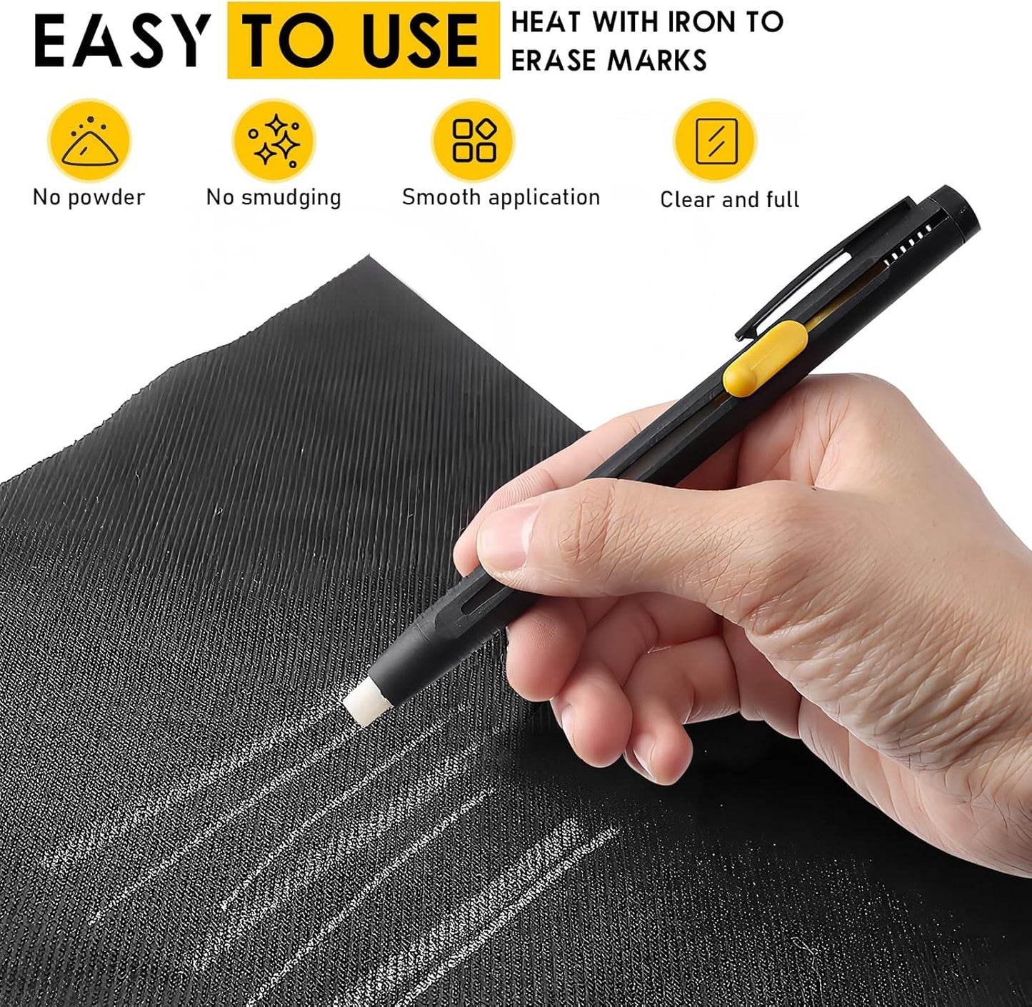 Heat Erasable Fabric Marker For Sewing,Heat Erasable Pens for Fabric,Erasable Replaceable Refill Marker Pen, Sewing Chalk,for DIY Embroidery & Crafts (1 Pen + 20 Refills)