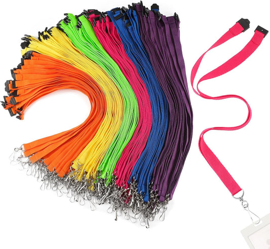 Patelai 180 Pcs Breakaway Lanyards with J Hook Bulk Flat for ID Badges Neck Badge Lanyards Card Nametag Holder Neck Straps (Multi Colors)