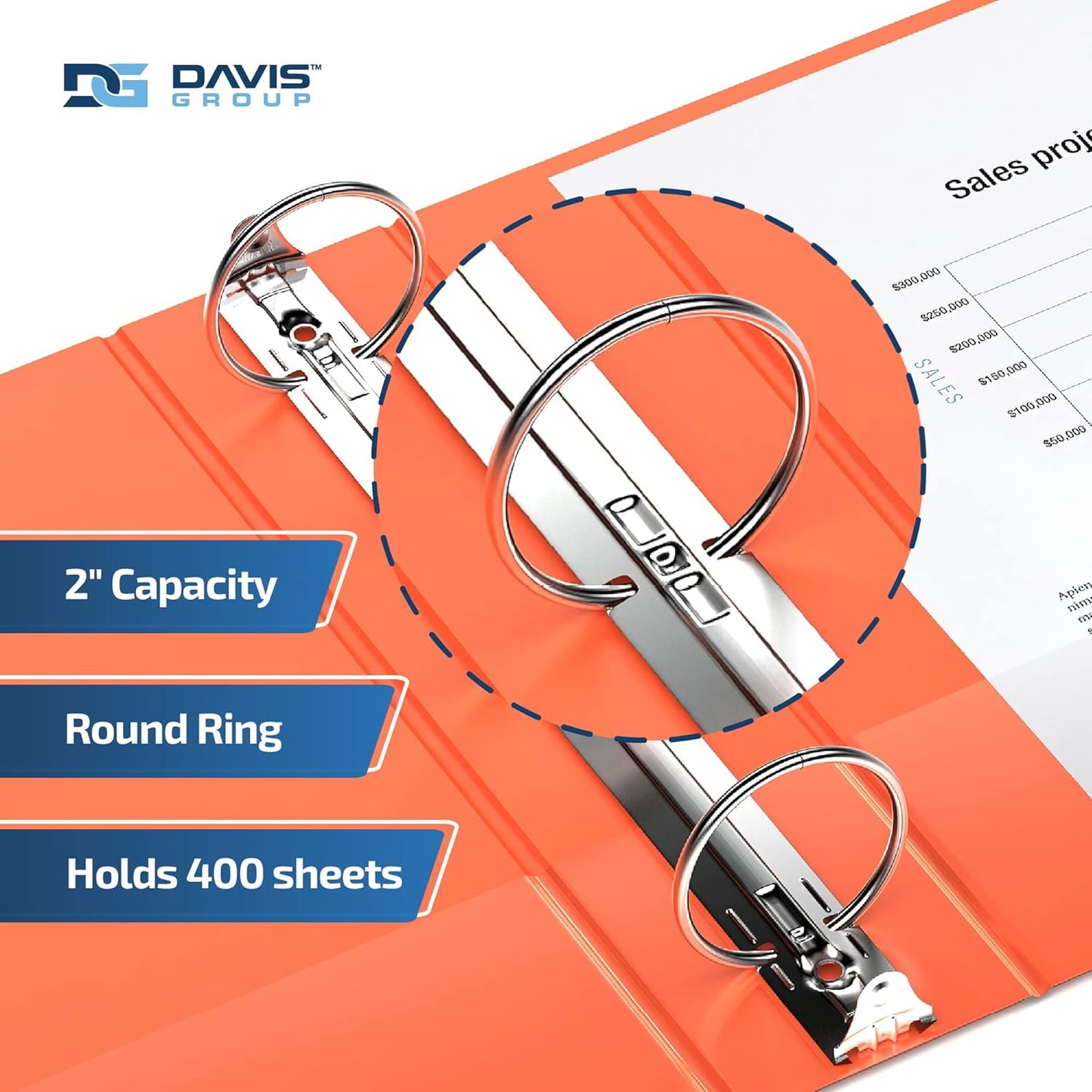 Premium Economy 6-Pack 3-Ring Binders for School or Office, Round-Ring Binders, 2 Inch, Orange