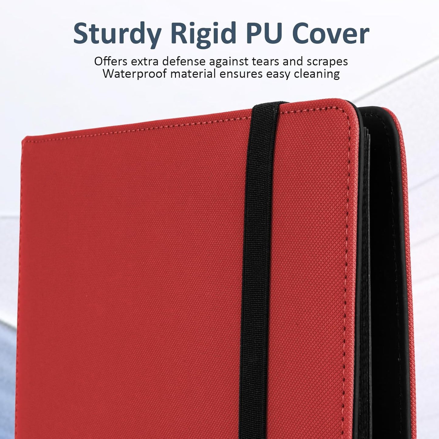 Trading Card Binder 9 Pocket, Fvxldcz PU Cover Card Collection Binder 540 Cards Sleek Side-Loading Card Album, Sturdy Card Collection Folder for TCG, MTG, Yugioh, Sport Cards (Red-2)