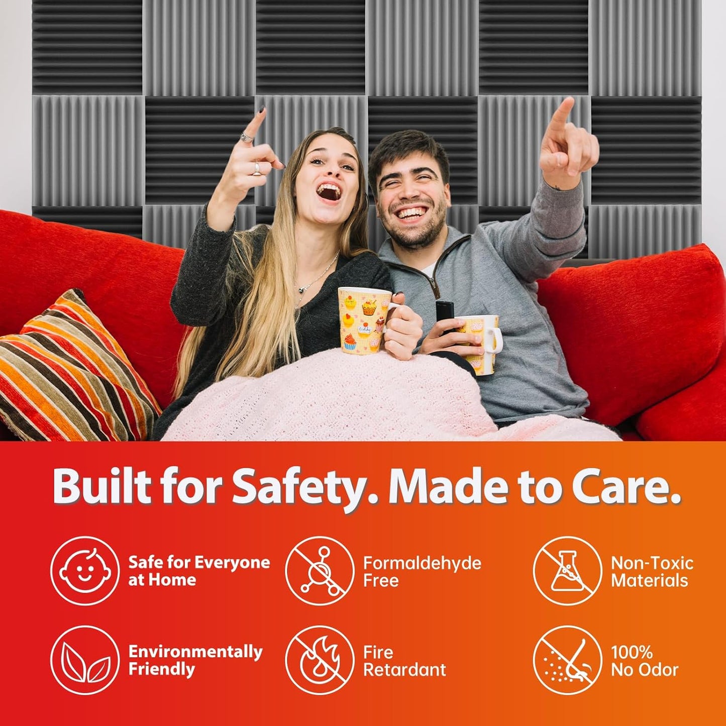 24 Pack Acoustic Panels – Sound Proof Foam Panels for Wall 12"x12"x1", Flame Retardant Wedge Acoustic Foam, High-Density Sound Absorbing Panels for Home Studio(Gray, 1" Thick 24 Pack)