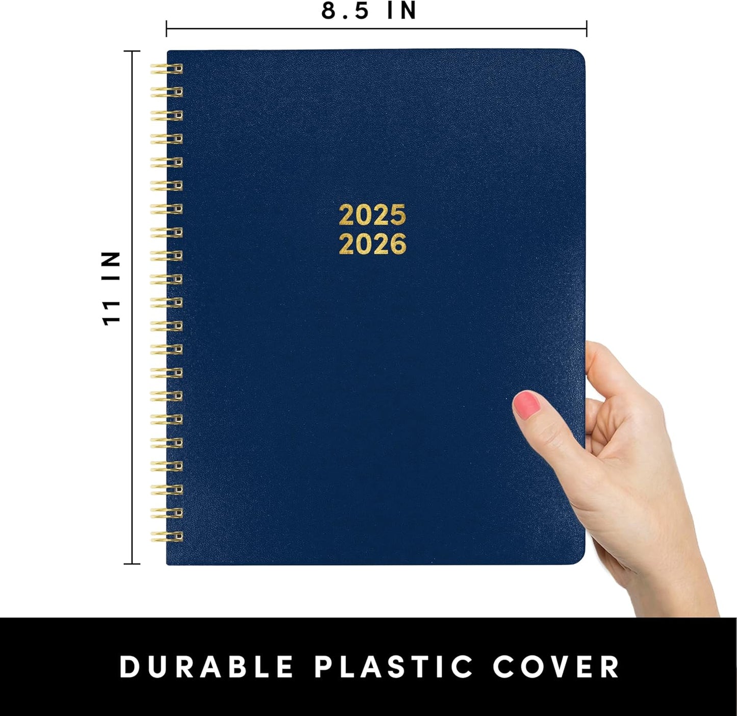 PAPERAGE 17 Month Academic Planner 2025-2026, Weekly & Monthly Spreads, August 2025 - December 2026, Large (8.5 in x 11 in), Royal Blue