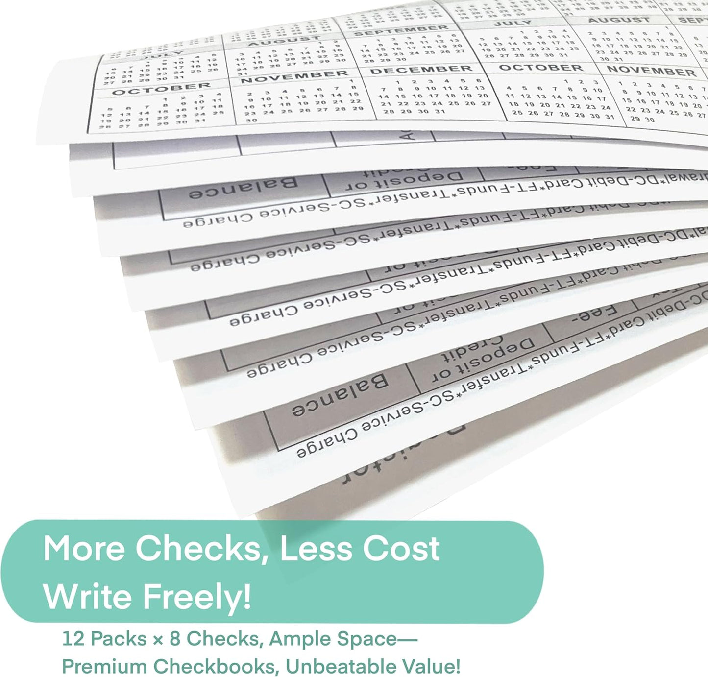 12 - Pack 6"×3" Blank Transaction Check Registers Exclusive for Personal Checkbook - Suitable for Personal & Business Banks, Saving Accounts, Deposits & Credit Cards