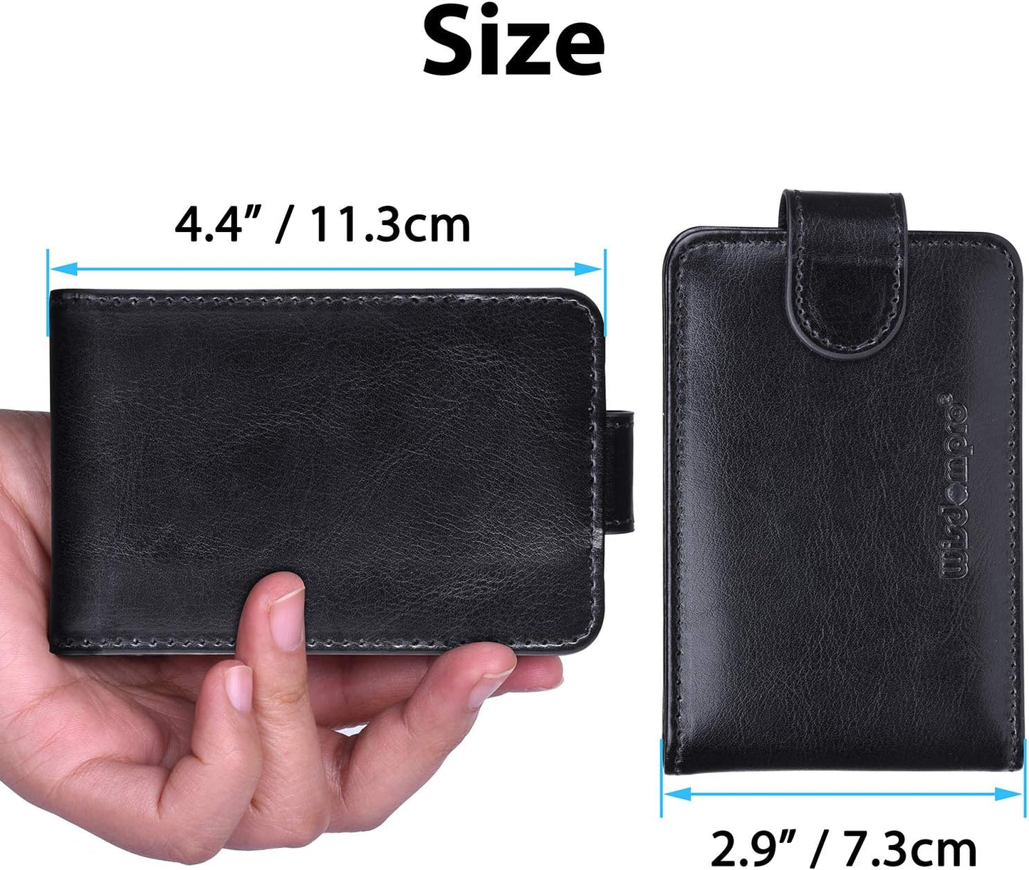 Wisdompro Credit Card Holder, Slim Leather RFID Blocking Wallet Debit Card Protector Organizer Case (Build in 20 Card Slot & 6 Small Cells for Memory Cards)-Horizontal Black