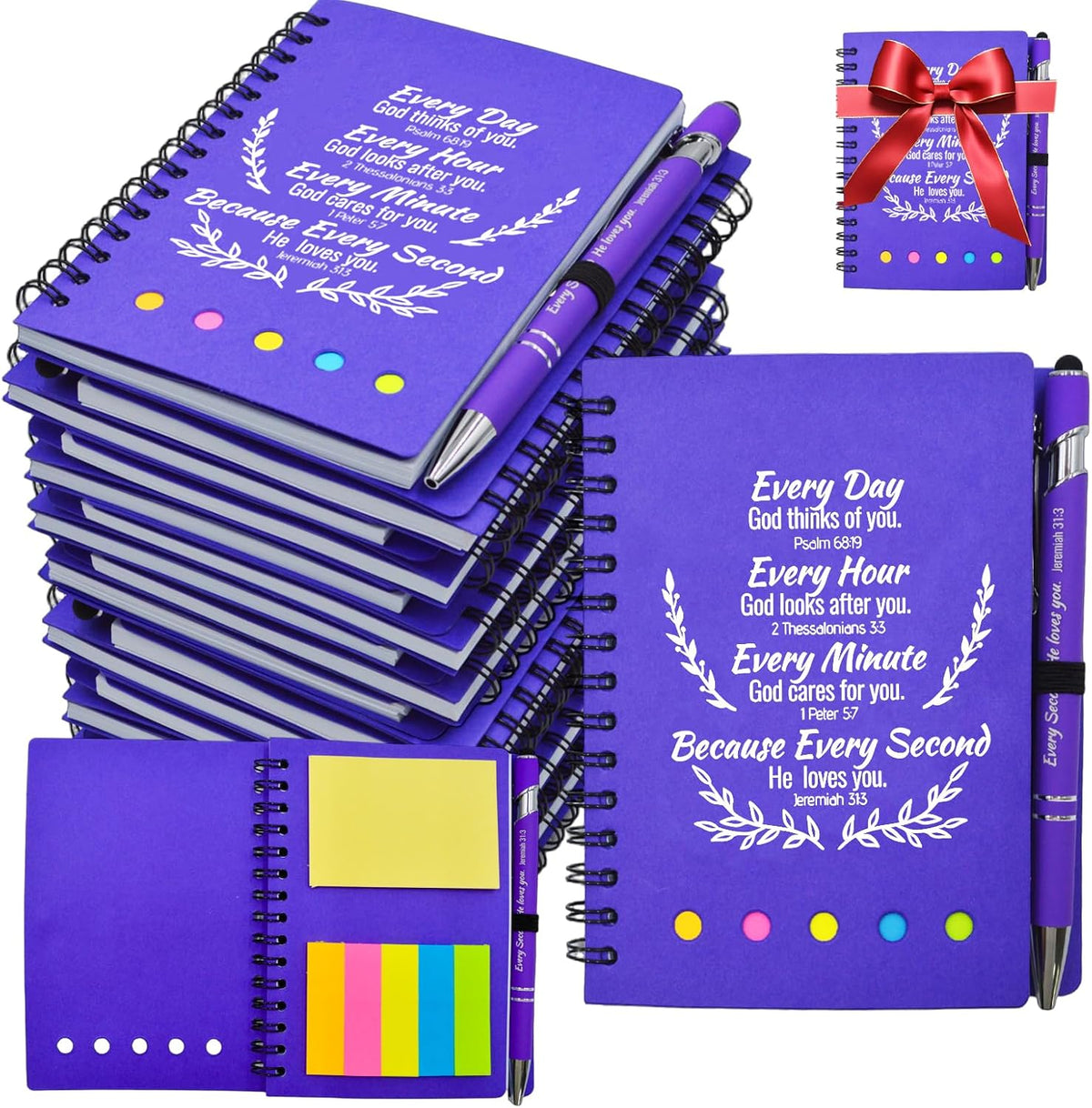400 Pcs Bulk Fathers Day Christian Gifts Prayer Journal for Woman - 200 Set Religious Notepad with Christian Pen - Bible Notebook - Church Gifts for Inspirational, Bible Study, Devotions ( Elegant )