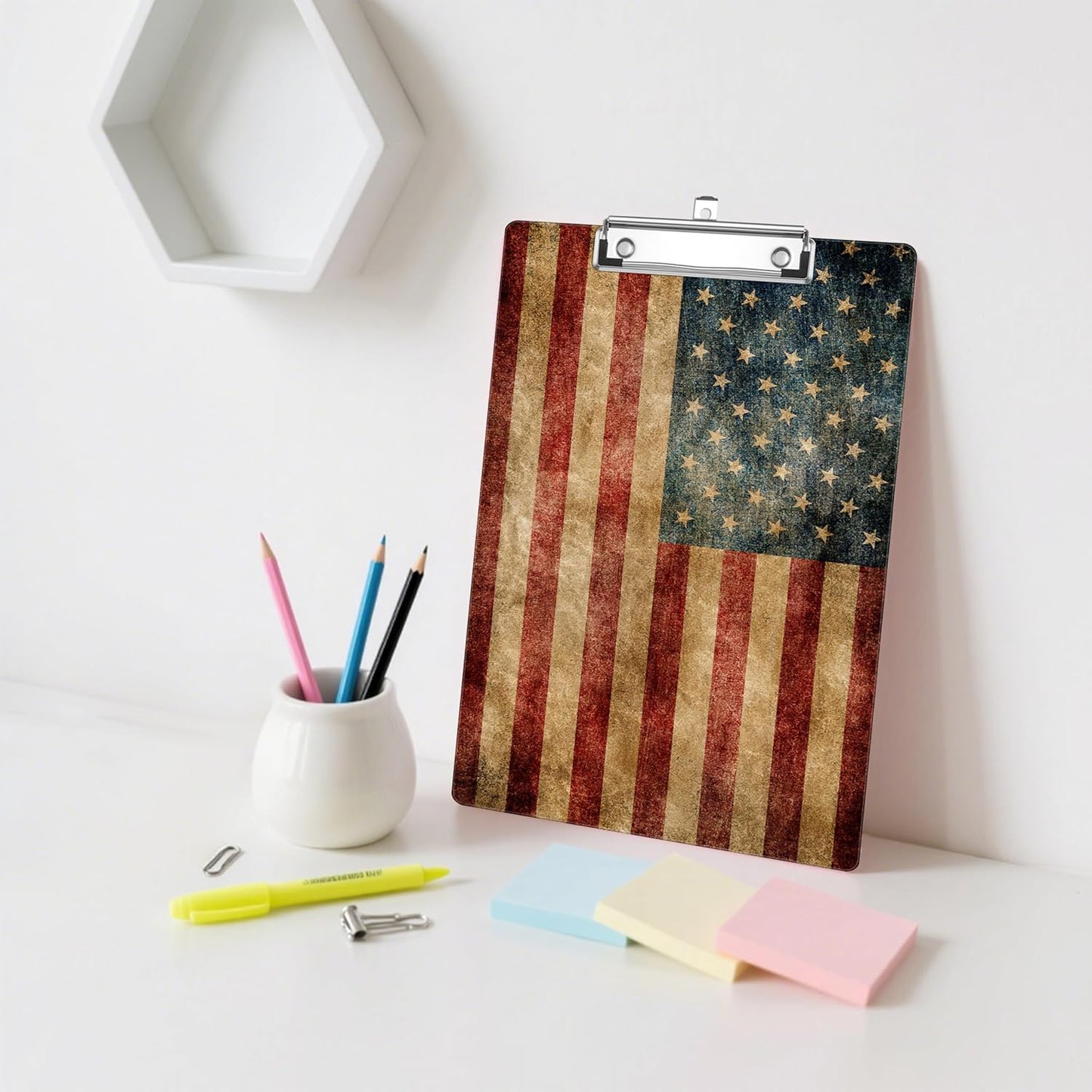 American Flag Plastic Clipboards,Decorative Plastic Acrylic Clipboard for Teacher Social Worker Students Office Supplies 8 * 12