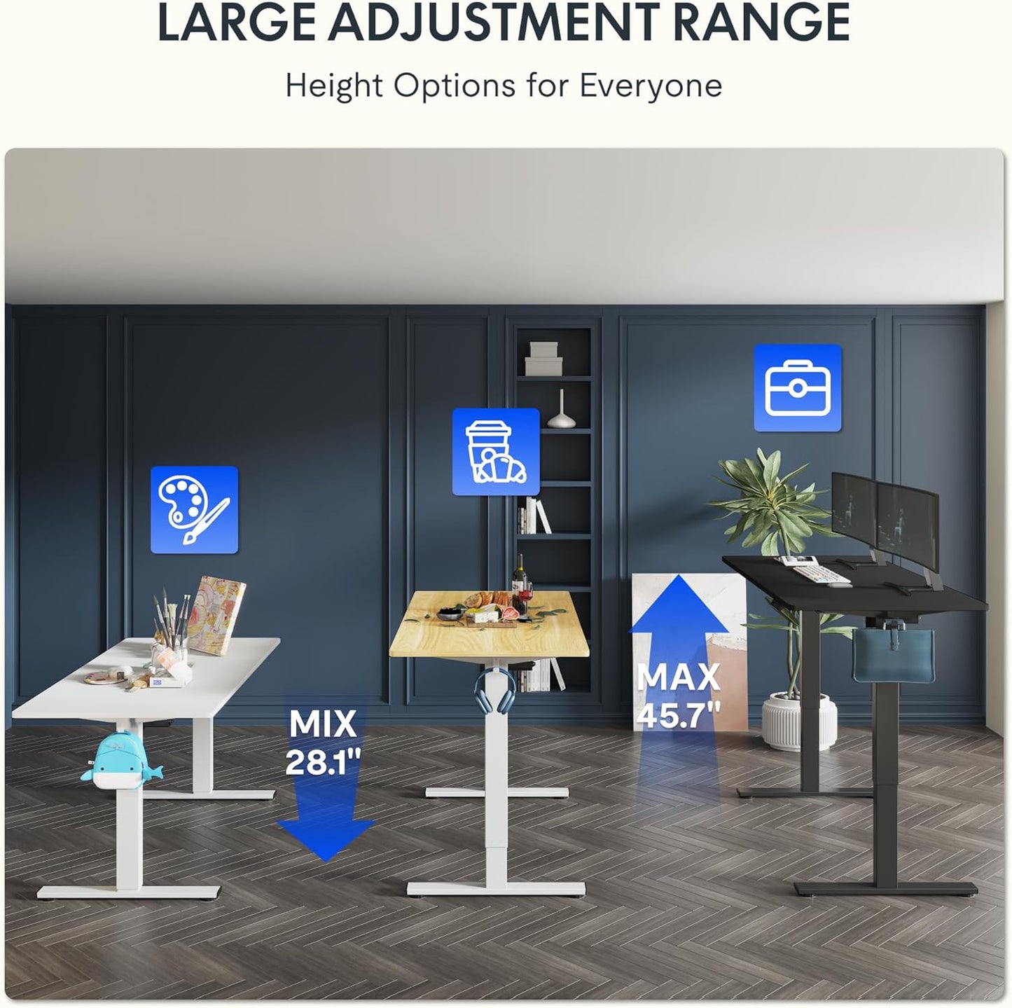 FLEXISPOT One-Piece Electric Standing Desk, 48 x 24 Inches Adjustable Desk with Seamless Desktop, Memory Controller Height Adjustment (White Frame + White Desktop, 2 Packages)