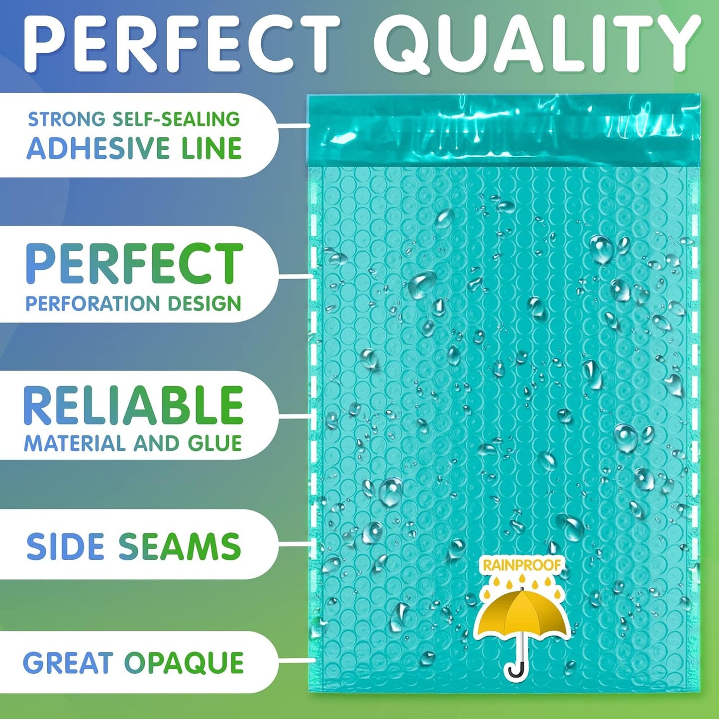 Teal Poly Bubble Mailers Self Seal, 4 x 7 Inch. Pack of 400 Bubble Packaging Envelopes for Shipping. Durable Padded Envelopes Waterproof. Self Seal Padded Mailers. Shipping Packages