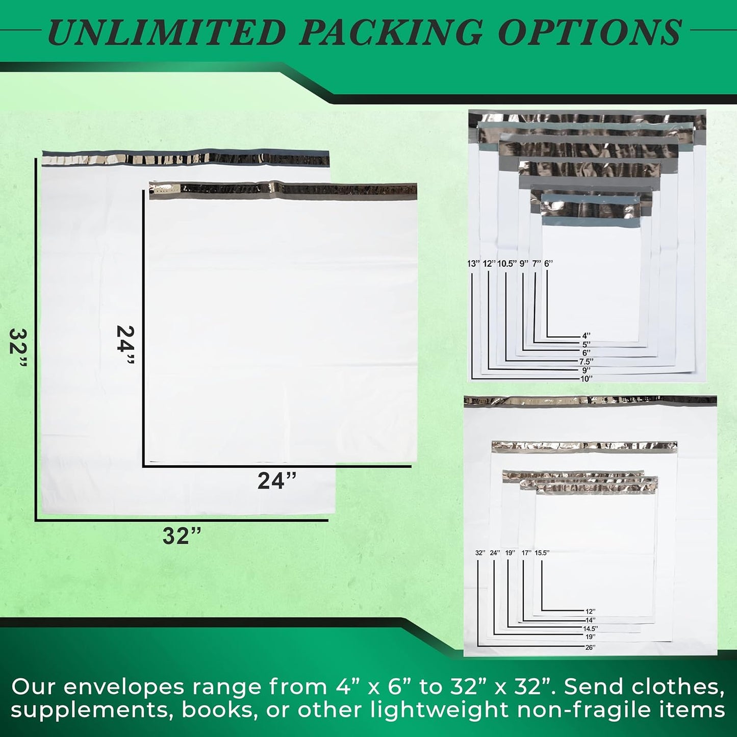 50 Pack Secure Seal White Poly Mailers Shipping Bags - Safe Shipping with 24x24 Mailers Poly Bags - E-Commerce Poly Bags for Shipping - Self Sealing 2 Mil Poly Shipping Envelopes