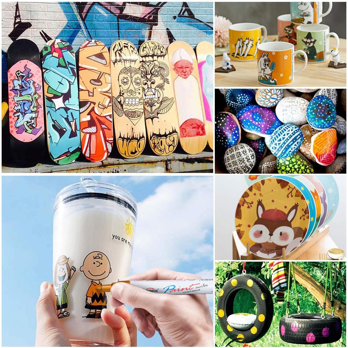 TFIVE Paint Pens Paint Markers on Almost Anything Never Fade Quick Dry and Permanent, Oil-Based Waterproof Marker Pen Set for Rocks Painting, Wood, Fabric, Plastic, Canvas, Glass, Mugs, DIY Craft