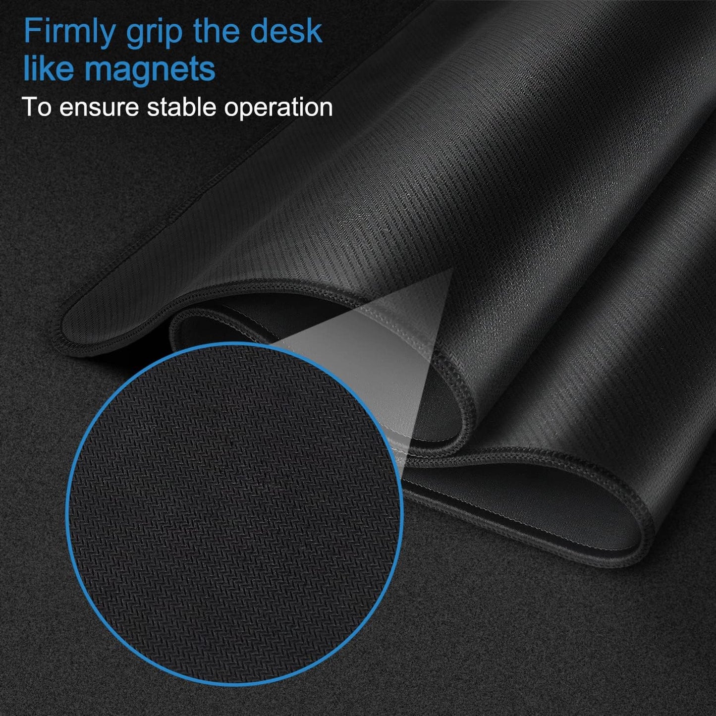 Extended Gaming Mouse Pad with Stitched Edges, 35.4x15.7x0.12 in Large Desk Mousepad Premium Microfiber Cloth Surface, Waterproof Non-Slip Stable Rubber Base Keyboard Mat for Home Office Gaming,Black