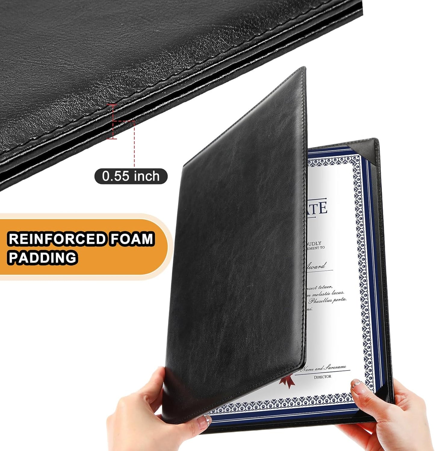 Tenare 20 Pcs Leather Certificate Holder 8.5 x 11 Inch PU Black Red Blue Purple Phd Bachelor Master Diploma Cover Professional Award Folder for Official Graduation Competition Contest Charity (Black)