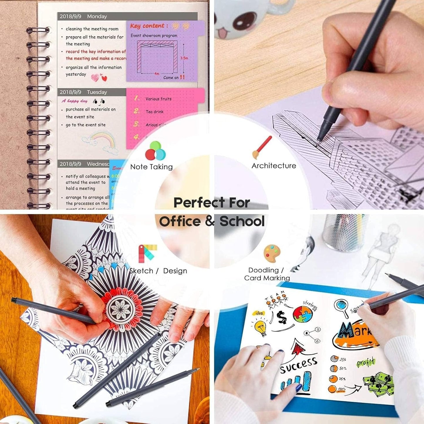 iBayam School Supplies Gifts for Teacher Student Teens Boys Girls Writing Drawing, Back to School Supplies, Colored Pens for Journaling Note Taking, 36 Vibrant Colors, 0.38mm Fine Tip Markers