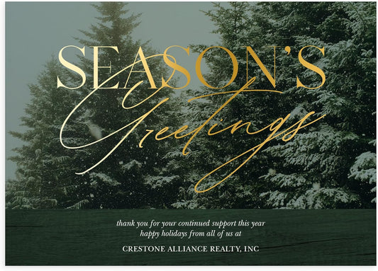 Let's Make Memories Personalized Business Christmas Cards with Envelopes - Premium Quality - 5x7-2025 Holiday Cards & White Envelopes - Snowy Pines - 25 ct