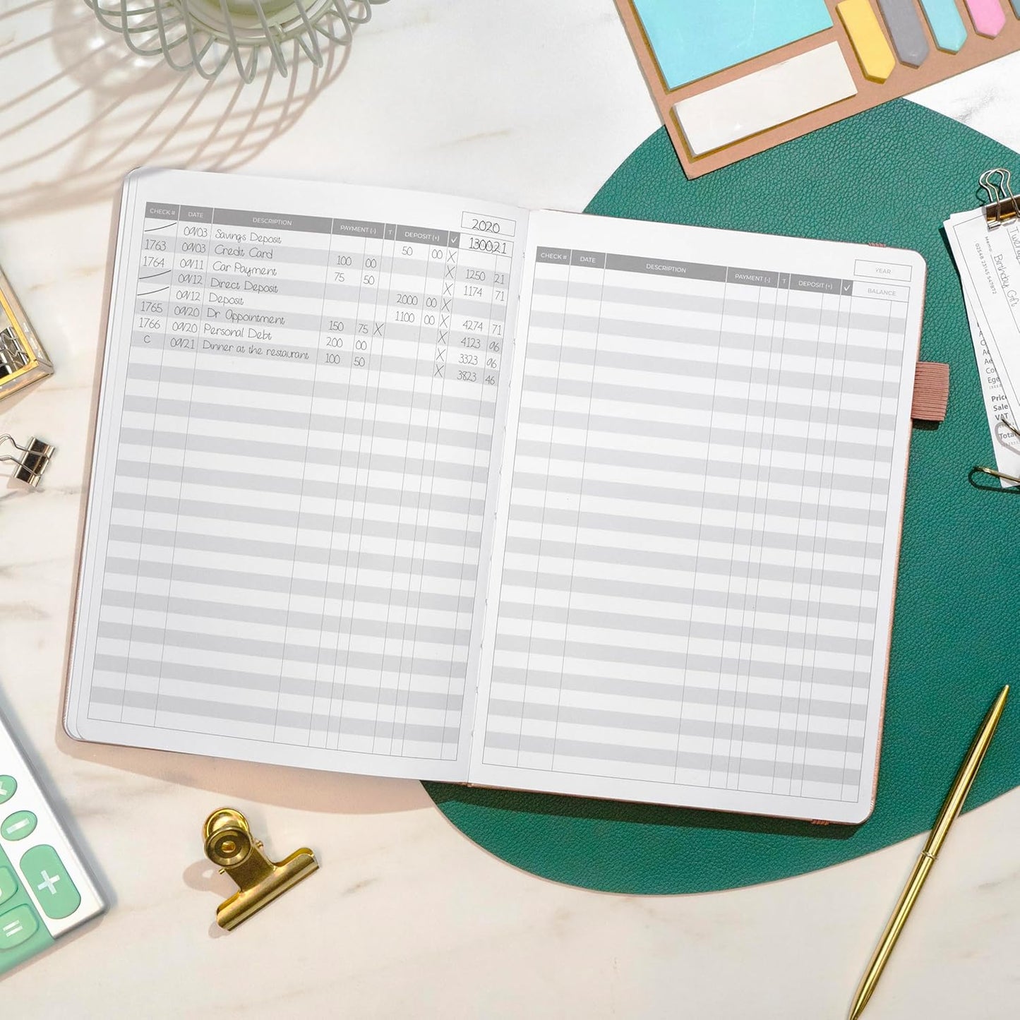 Clever Fox Check Register Book - Deluxe Transaction Register, Accounting Ledger Book, Checkbook Register & Checking Account Register Book for Personal and Work Use, Large Size, 7x10” - Rose Gold