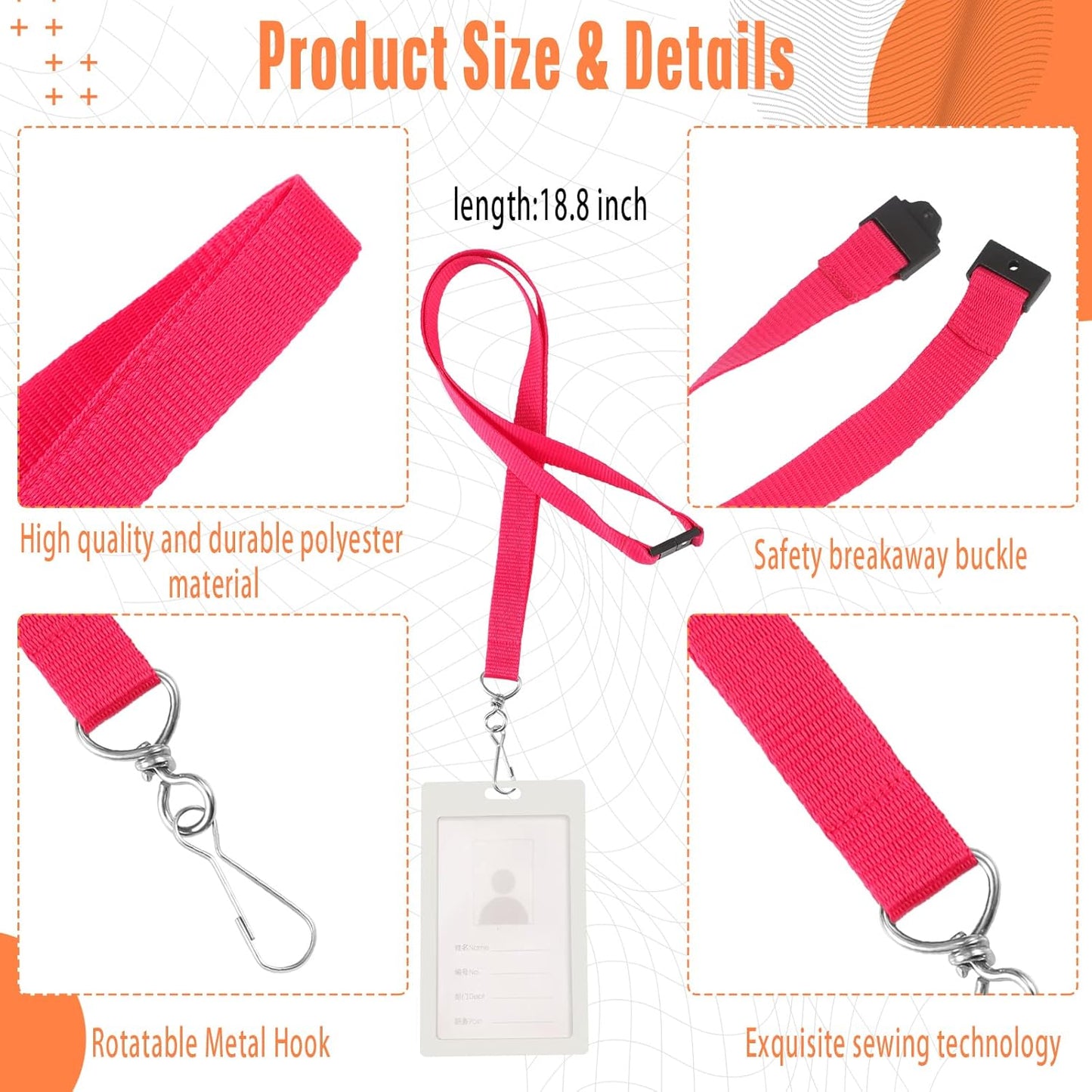 Patelai 60 Pcs Breakaway Lanyards with J Hook Bulk Flat for ID Badges Neck Badge Lanyards Card Nametag Holder Neck Straps (Multi Colors)