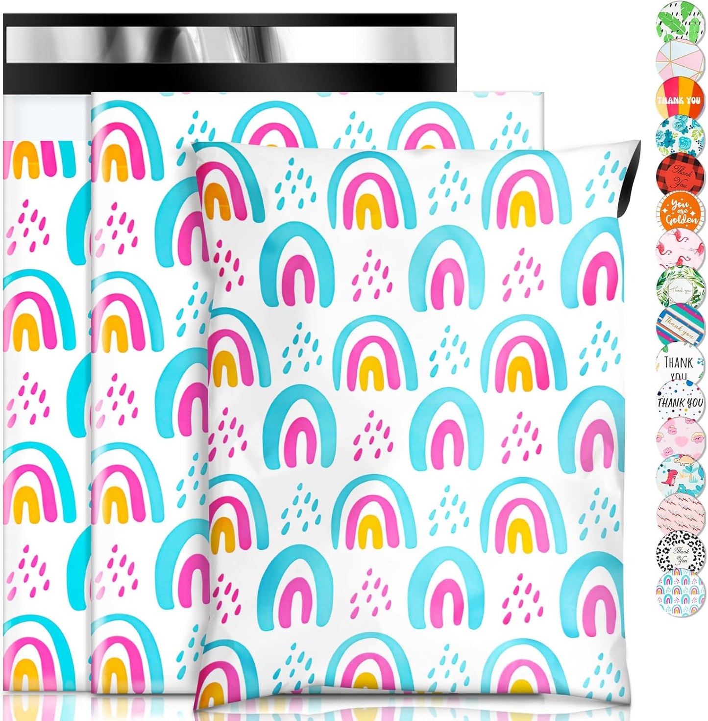 Oududianzi Poly Mailers 10x13, 100Pack Shipping Bags, Self-Seal Polymailers Mailers Poly Bags, Packaging Bags for Small Business and Clothing - Rainbow