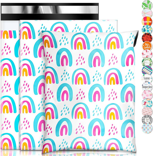 Oududianzi Poly Mailers 10x13, 100Pack Shipping Bags, Self-Seal Polymailers Mailers Poly Bags, Packaging Bags for Small Business and Clothing - Rainbow