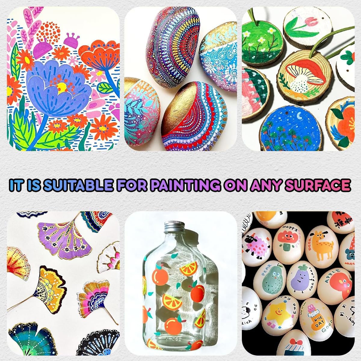 seatosea 120 Colors Paint Pens Art Acrylic Markers for Kids, Soft Brush Fine Tip Set Creative Marker Painting Pen for Coloring Book, Wood, Rock, Ceramic, Glass, Canvas and Crafts.